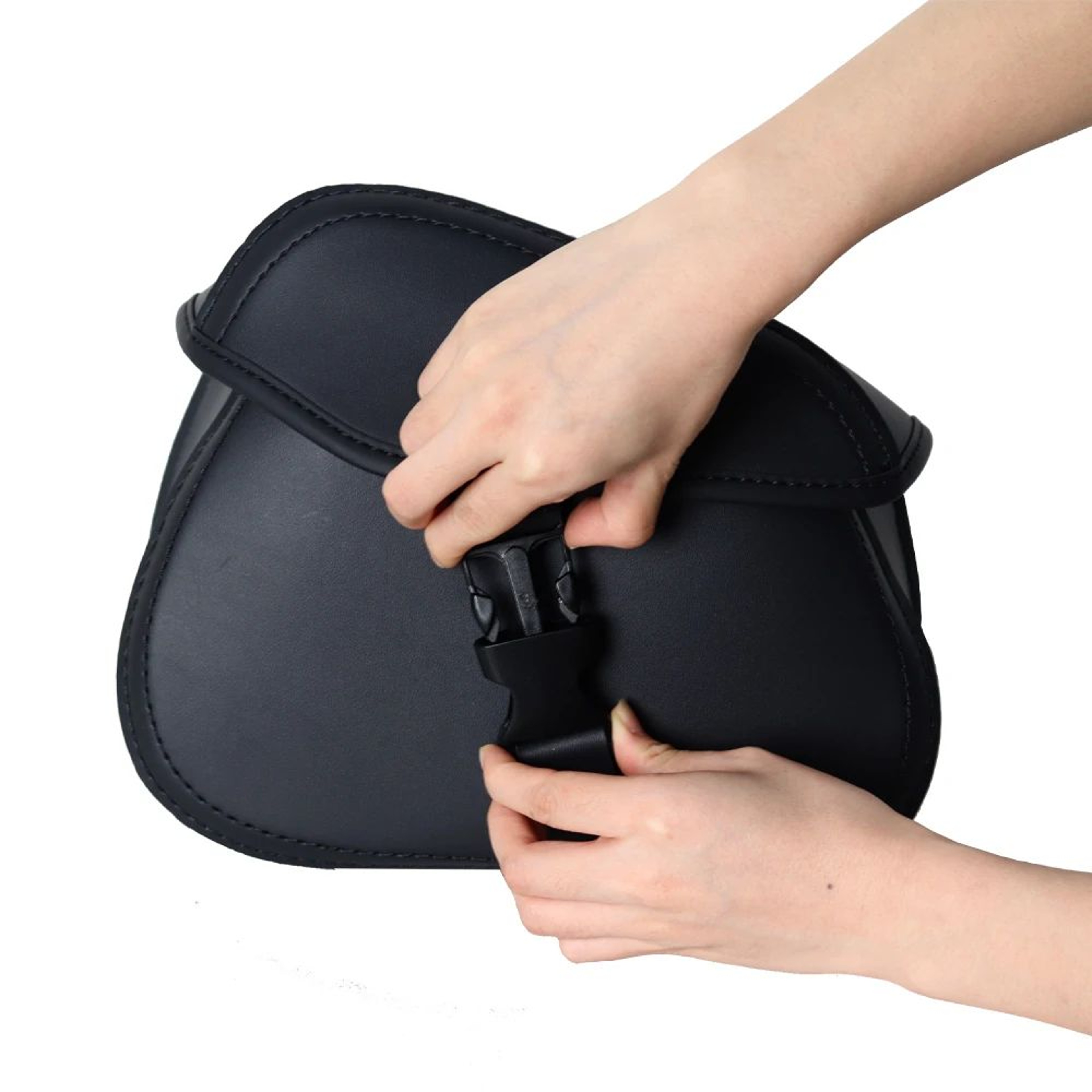 Motorcycle Saddlebags  Black PU Leather Side Storage Bags With Adjustable Ties For Daily Essentials 2