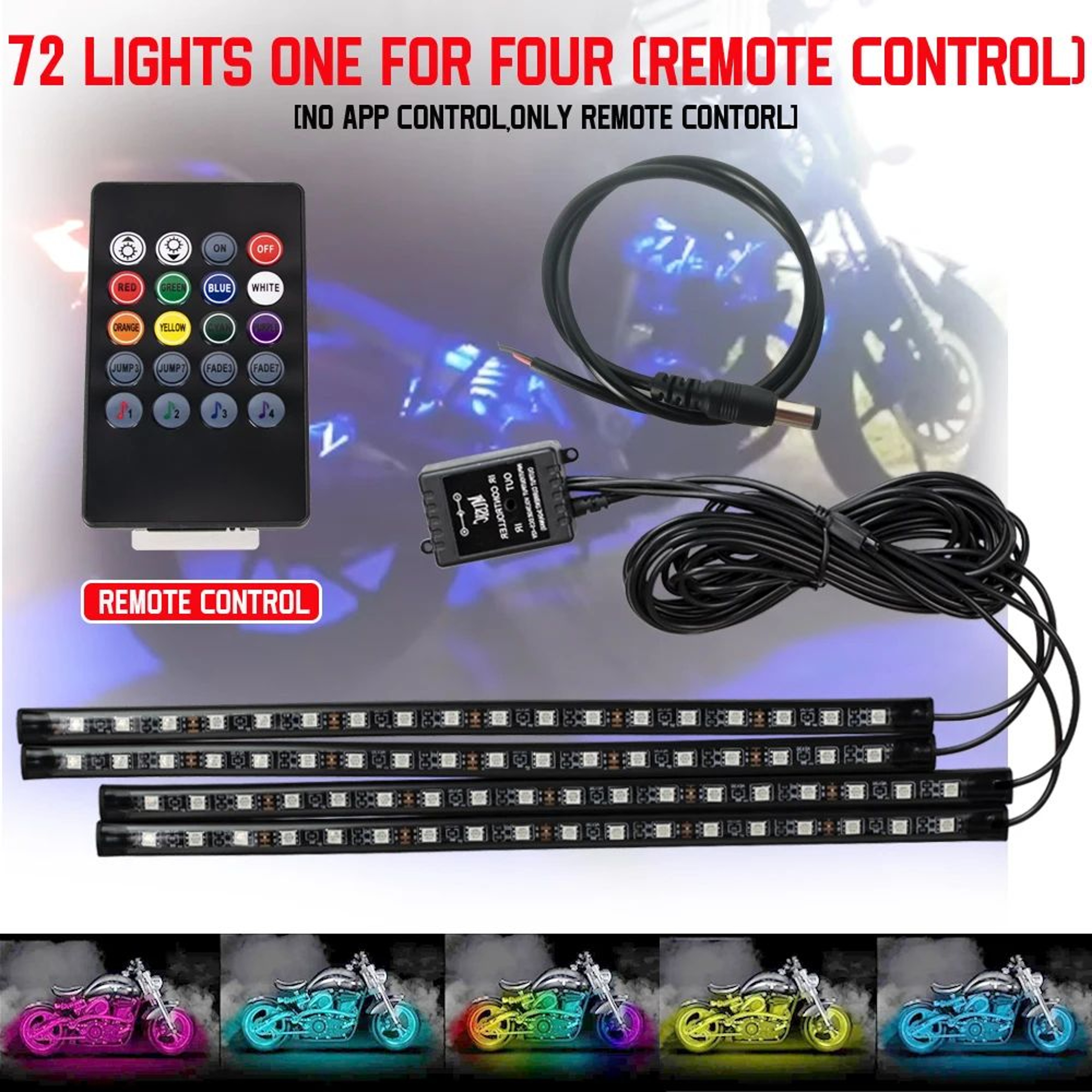 RGB Auto LED Light Strips  Flexible 12V IP65 Accent Lighting With App  Remote Control For Motorcycl 9