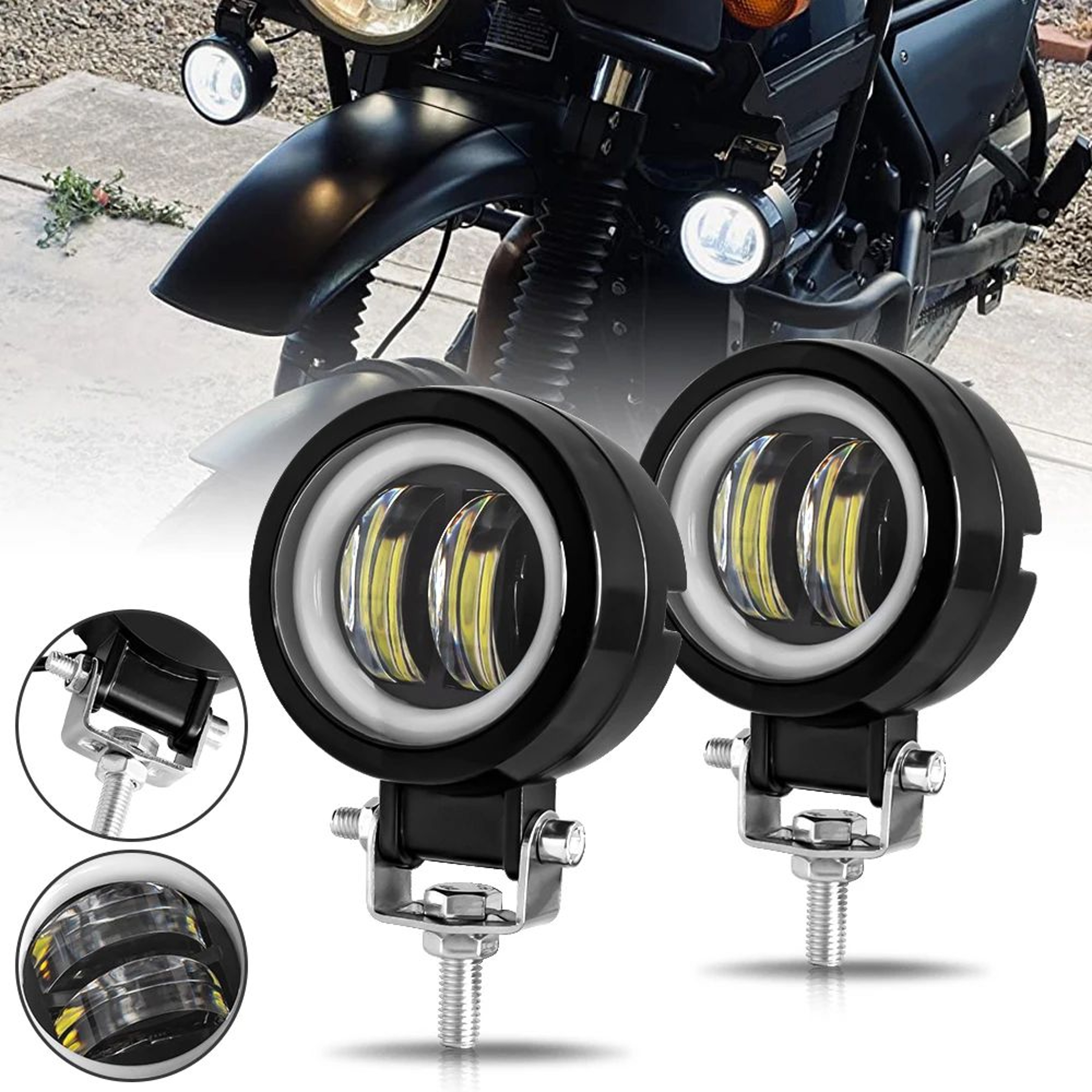 3 In Round LED Work Light  20W Halo Spotlight With IP67 Protection For 1224V Motorcycles Cars ATVs  0