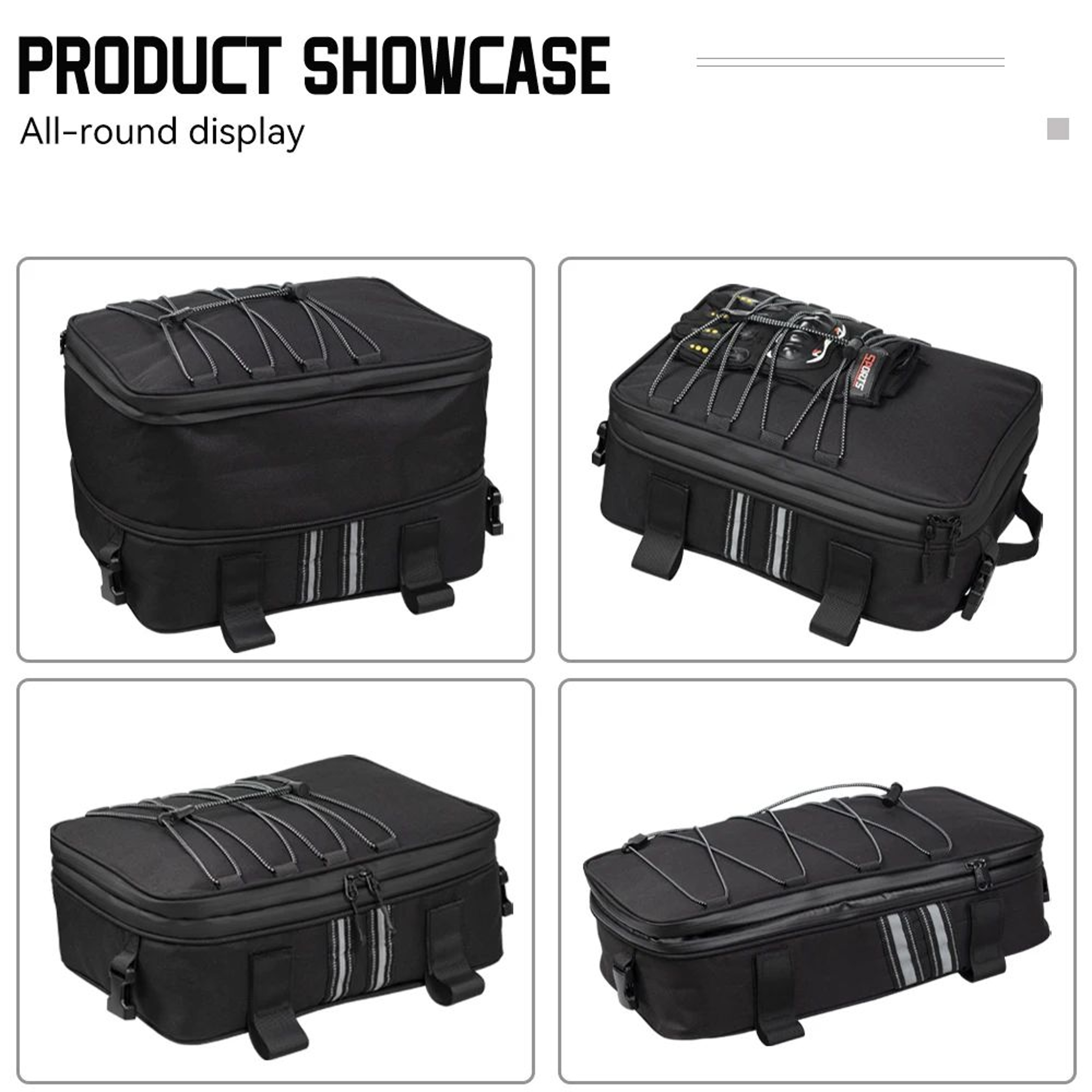 Motorcycle Top Box Bag  Expandable Luggage With Rain Cover Shoulder Strap  Shock Cords For Road Adv 4