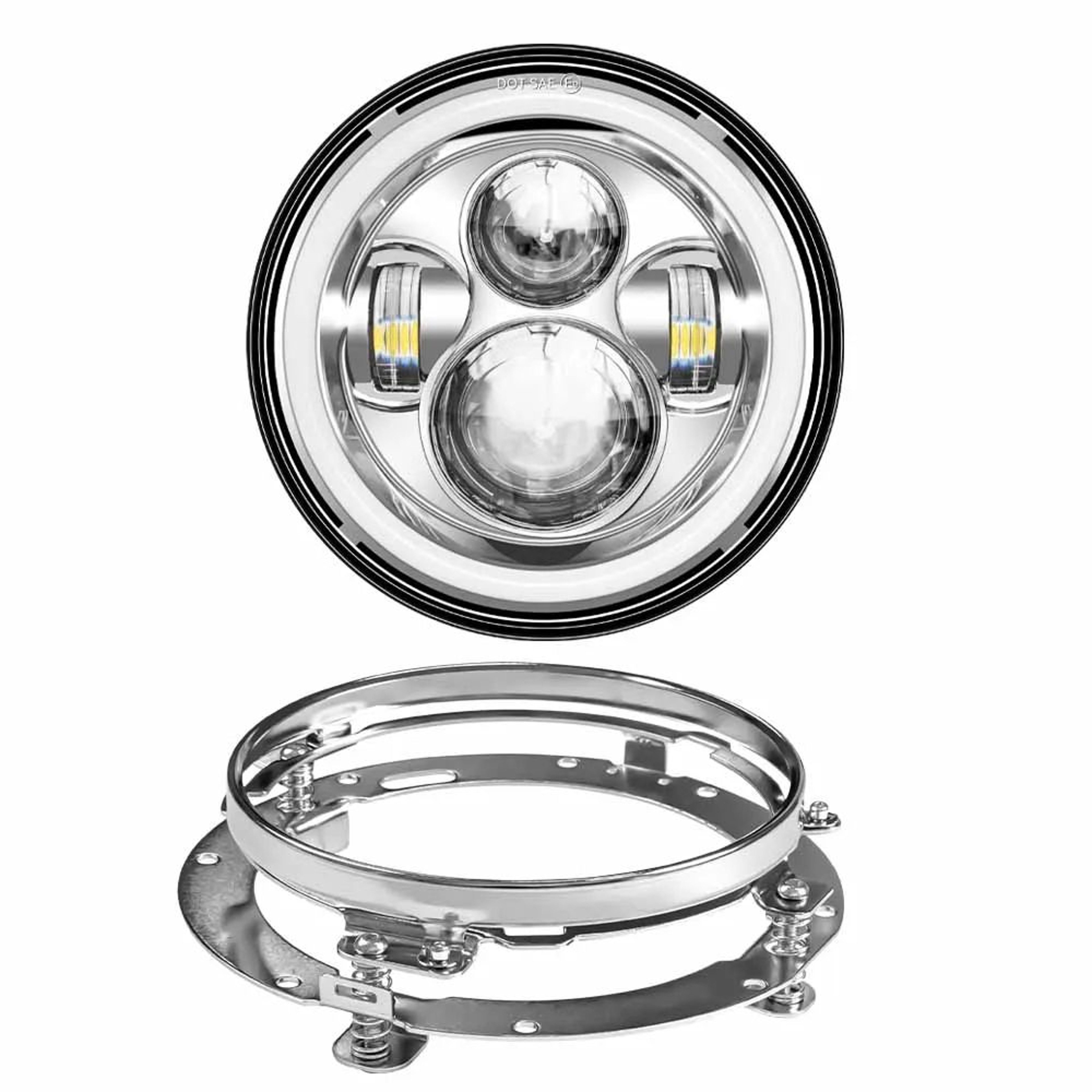 Motorcycle LED Headlight Kit  7 In HighLow Beam Headlamp With 45 In Fog Lights  Mounting Ring For T 6