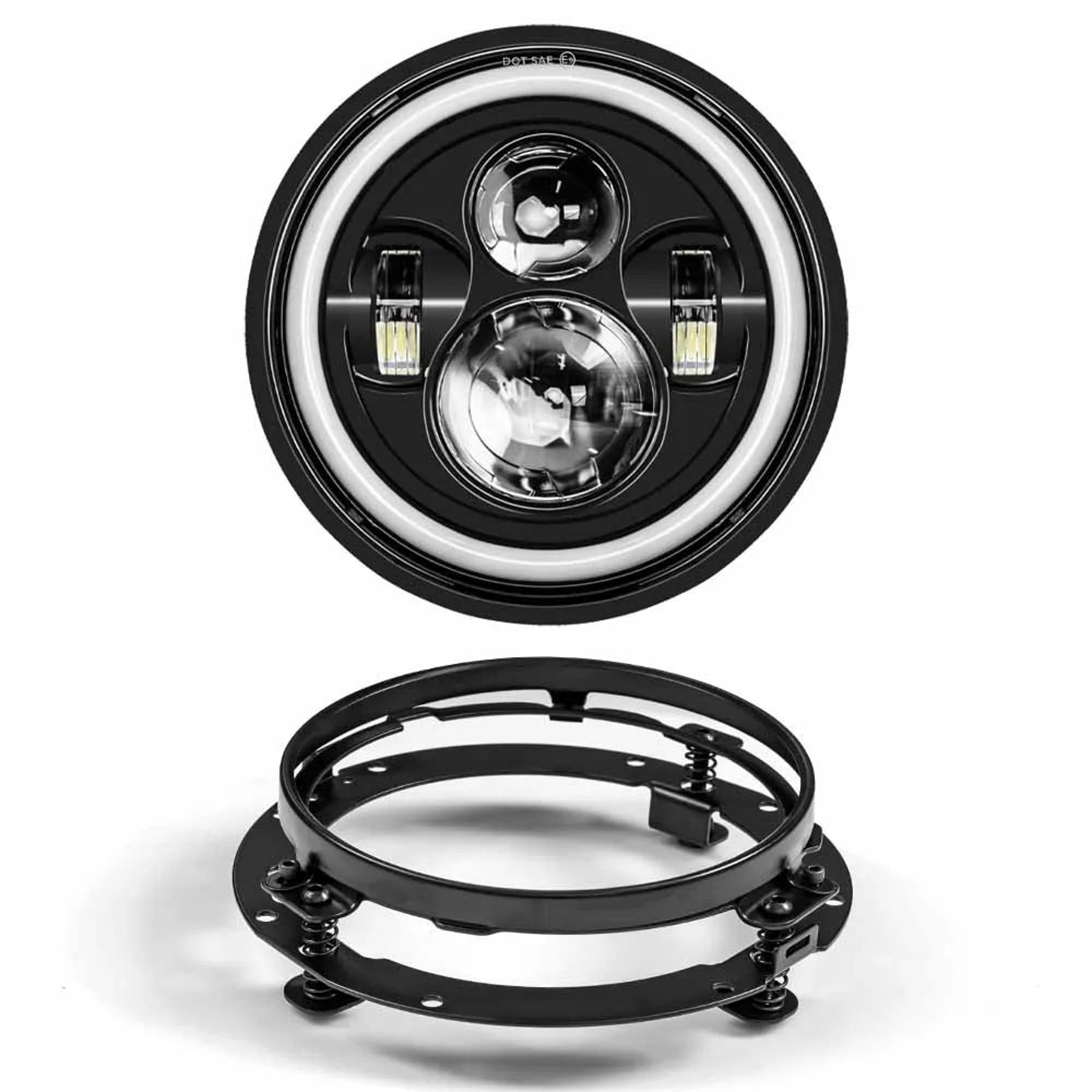 Motorcycle LED Headlight Kit  7 In HighLow Beam Headlamp With 45 In Fog Lights  Mounting Ring For T 8