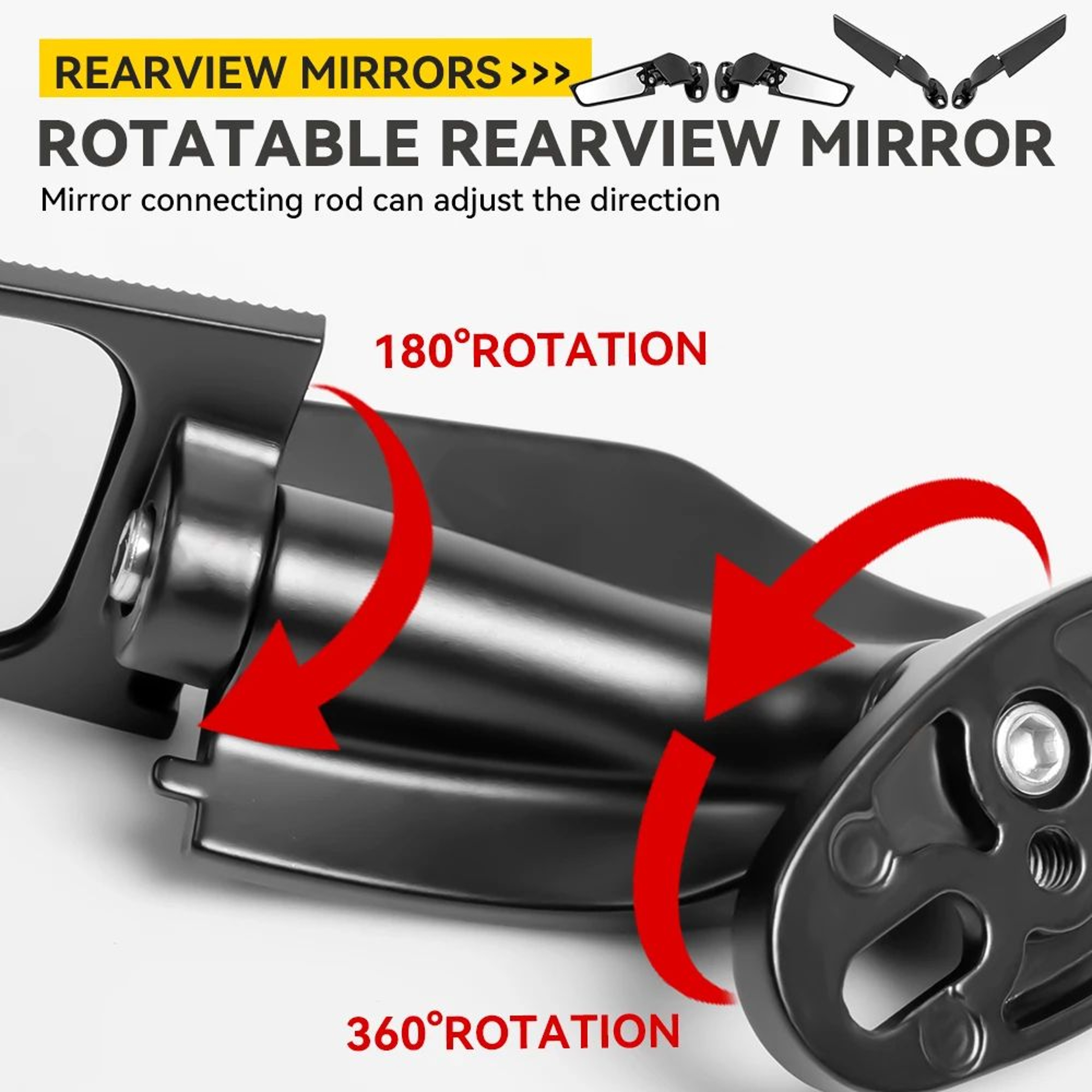 Motorcycle Wind Wing Mirrors  Adjustable Black Rearview Pair With Swivel Positioning For Compatible 3