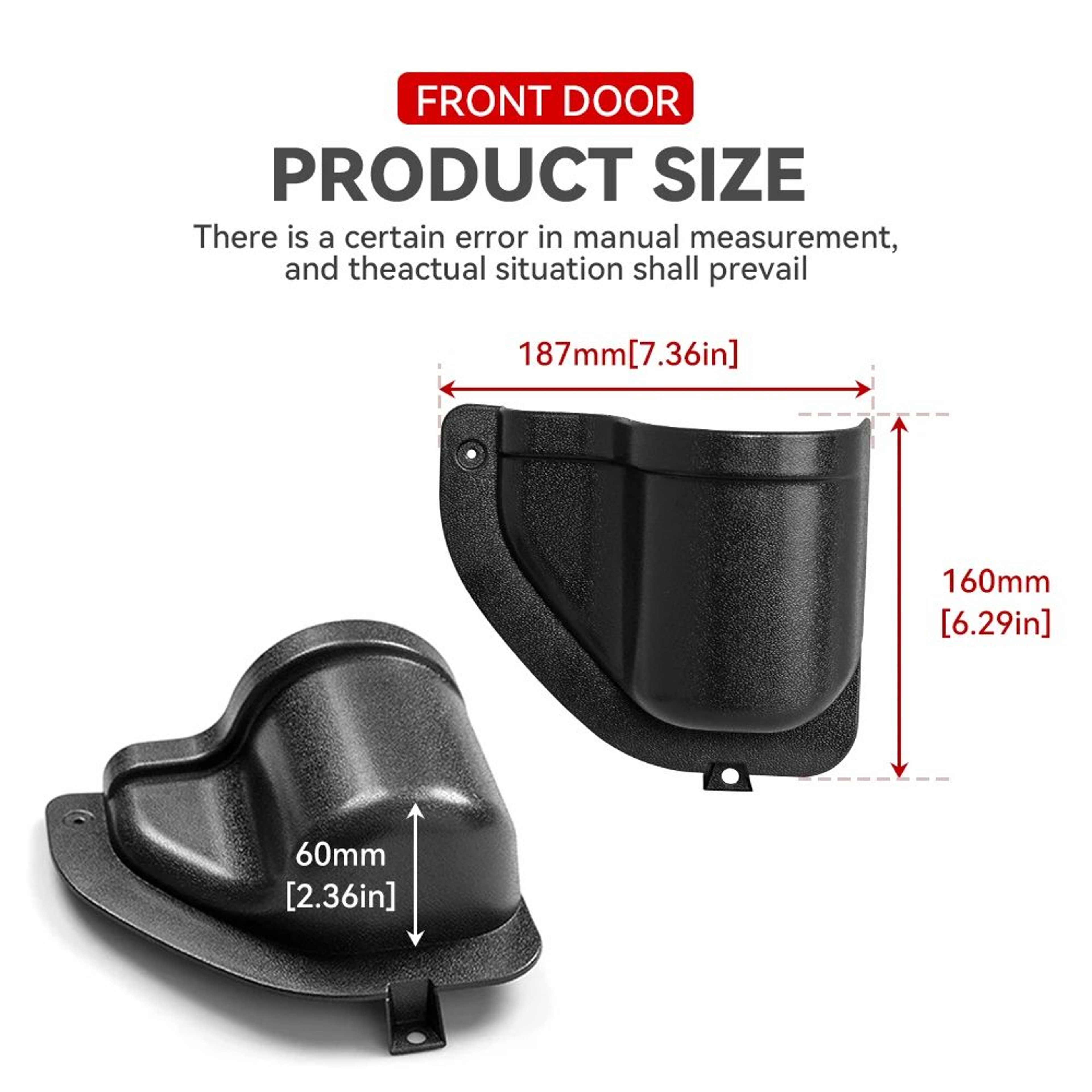 Car Door Storage Tray  Black ABS Organizer With NoAdhesive Insert Fit For Cups Keys And Compact Int 5