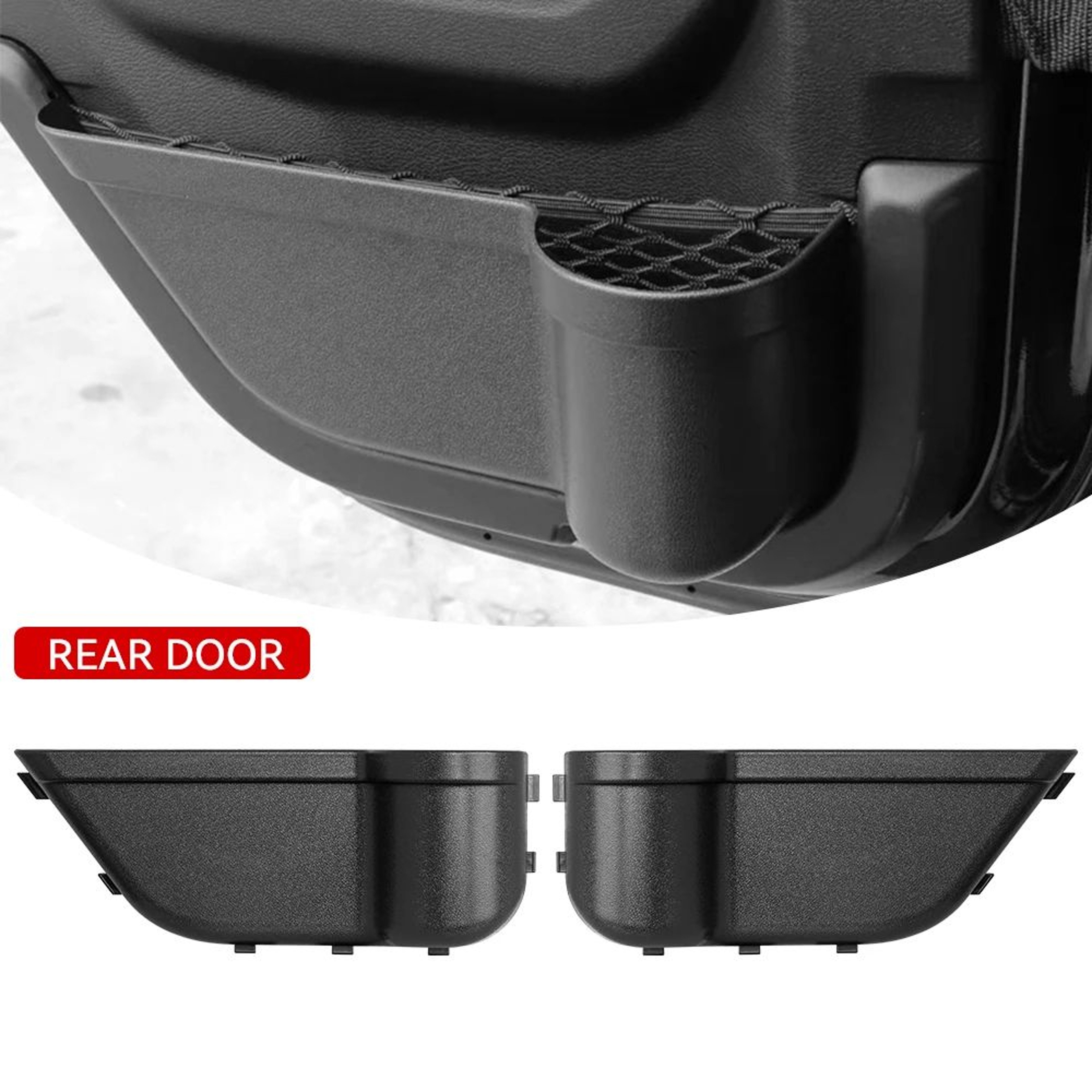 Car Door Storage Tray  Black ABS Organizer With NoAdhesive Insert Fit For Cups Keys And Compact Int 7