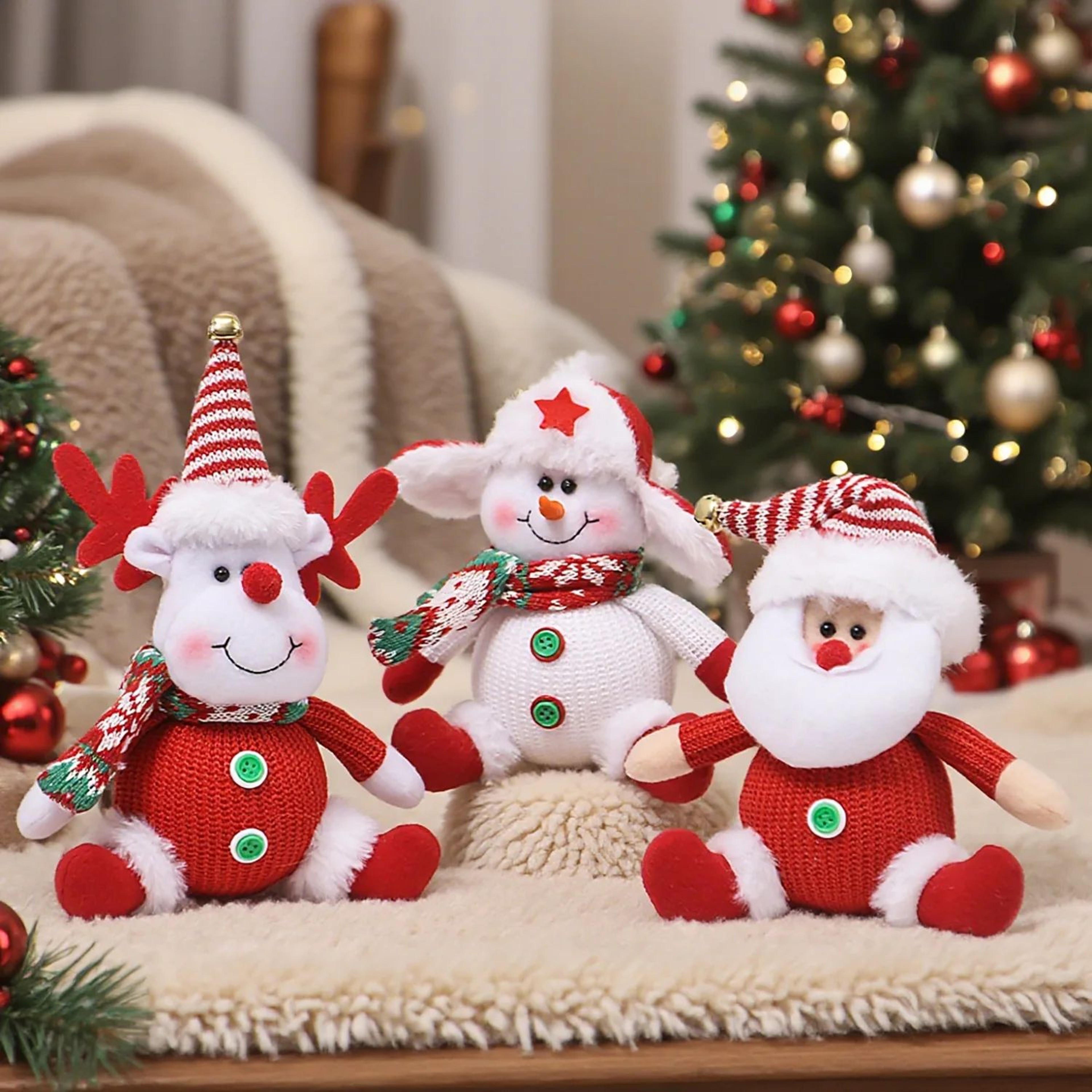 Christmas Plush Ornaments  Santa Snowman  Elk Dolls For Festive Tree Decorating Cozy Home Displays  2