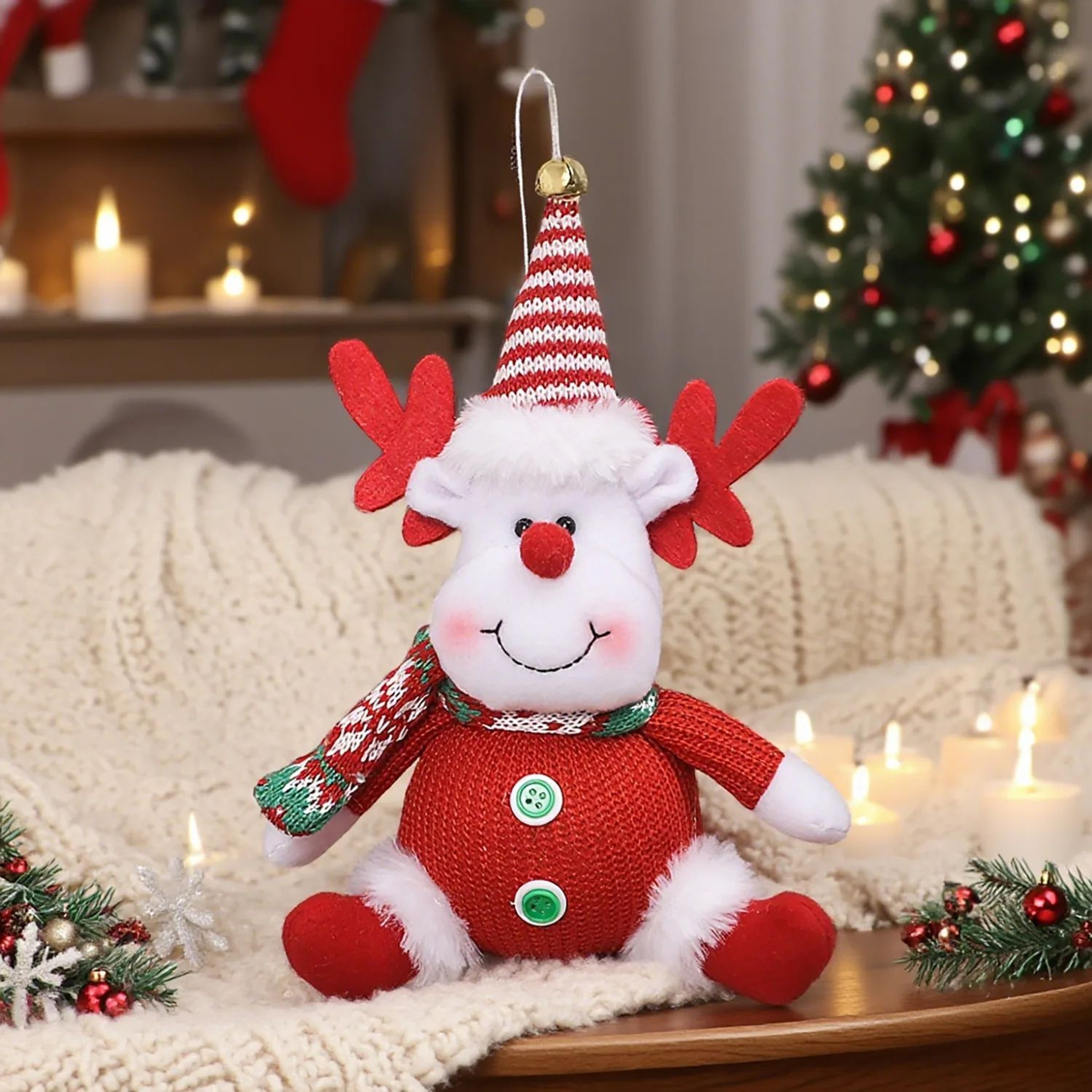 Christmas Plush Ornaments  Santa Snowman  Elk Dolls For Festive Tree Decorating Cozy Home Displays  8