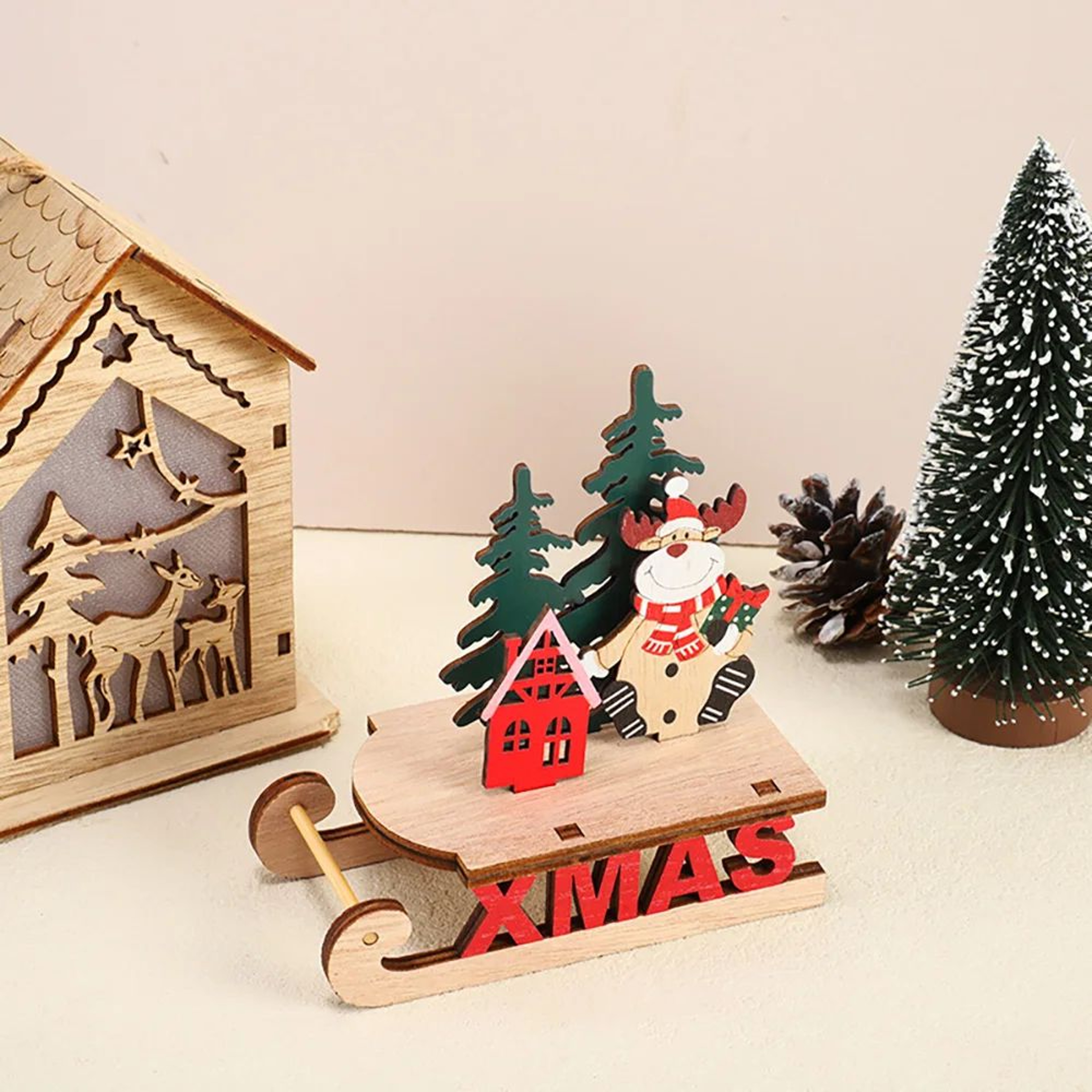 Christmas Wooden Sleigh Decoration  Santa Snowman  Elk Designs For Merry Home Displays DIY Styling  8