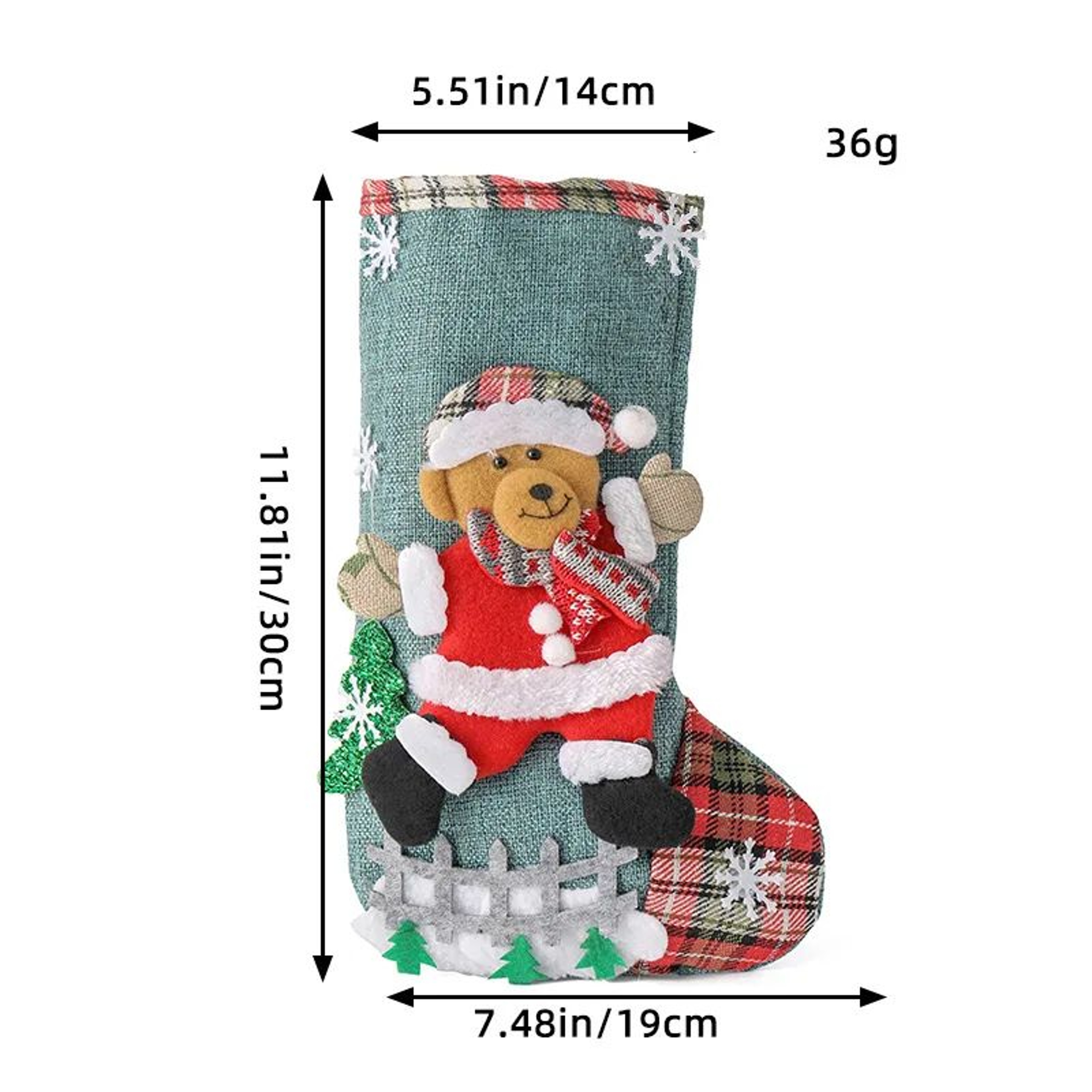Christmas Gift Stocking  1181 In Linen Candy Bag With 3D Santa Or Elk Style For Festive Hanging Dec 9