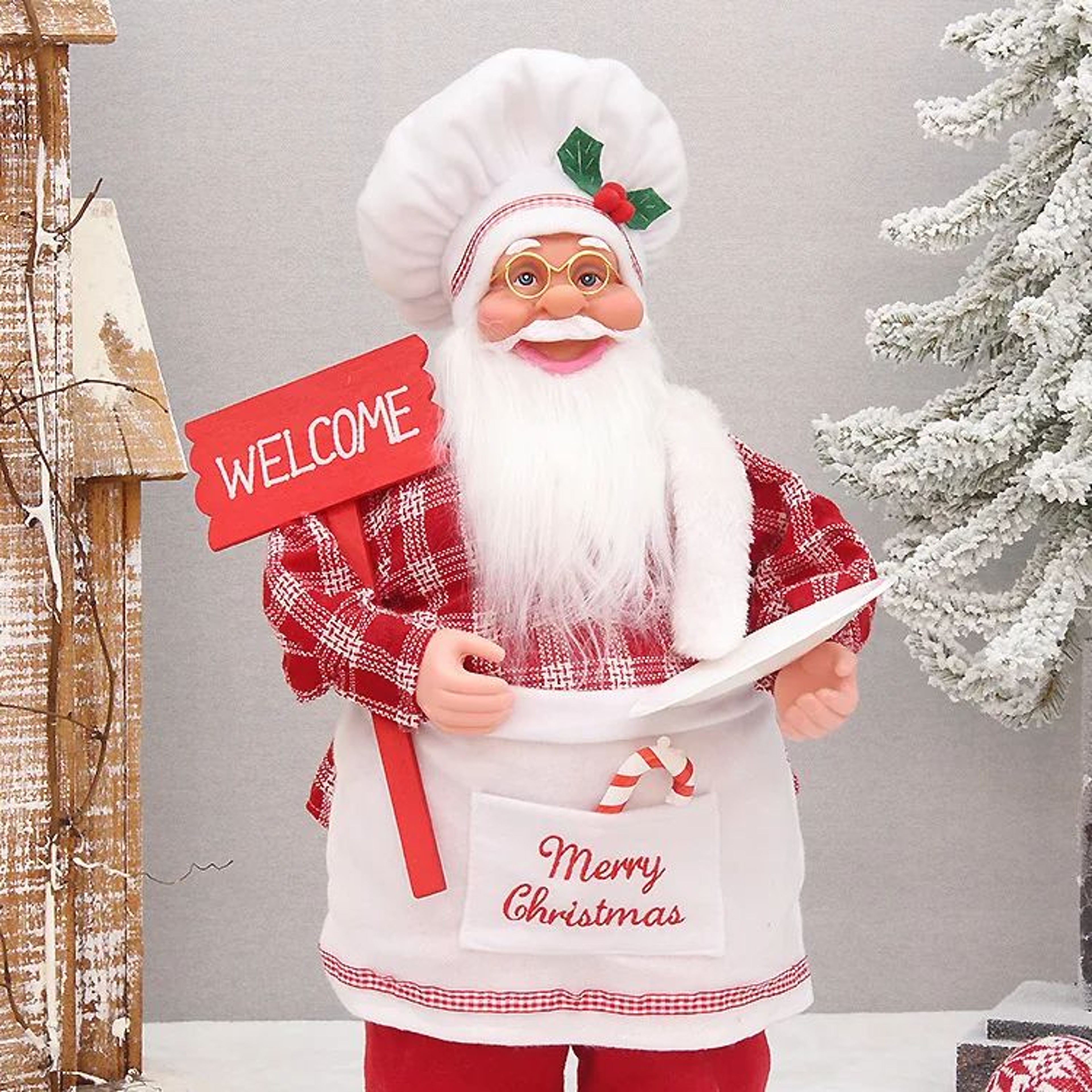 Christmas Chef Santa Doll  Standing Holiday Figurine For Festive Kitchen Display Tabletop Decoratin 2