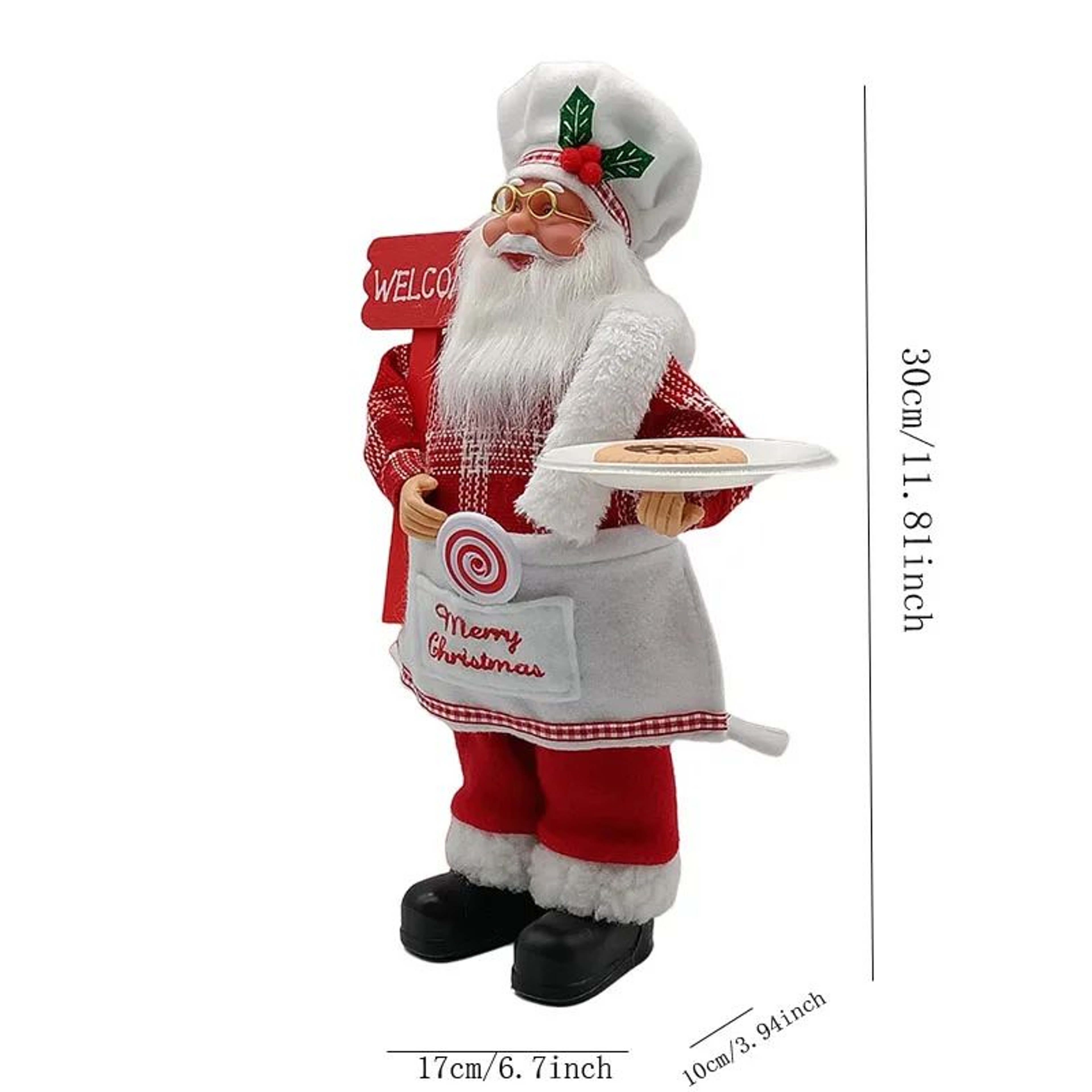 Christmas Chef Santa Doll  Standing Holiday Figurine For Festive Kitchen Display Tabletop Decoratin 6