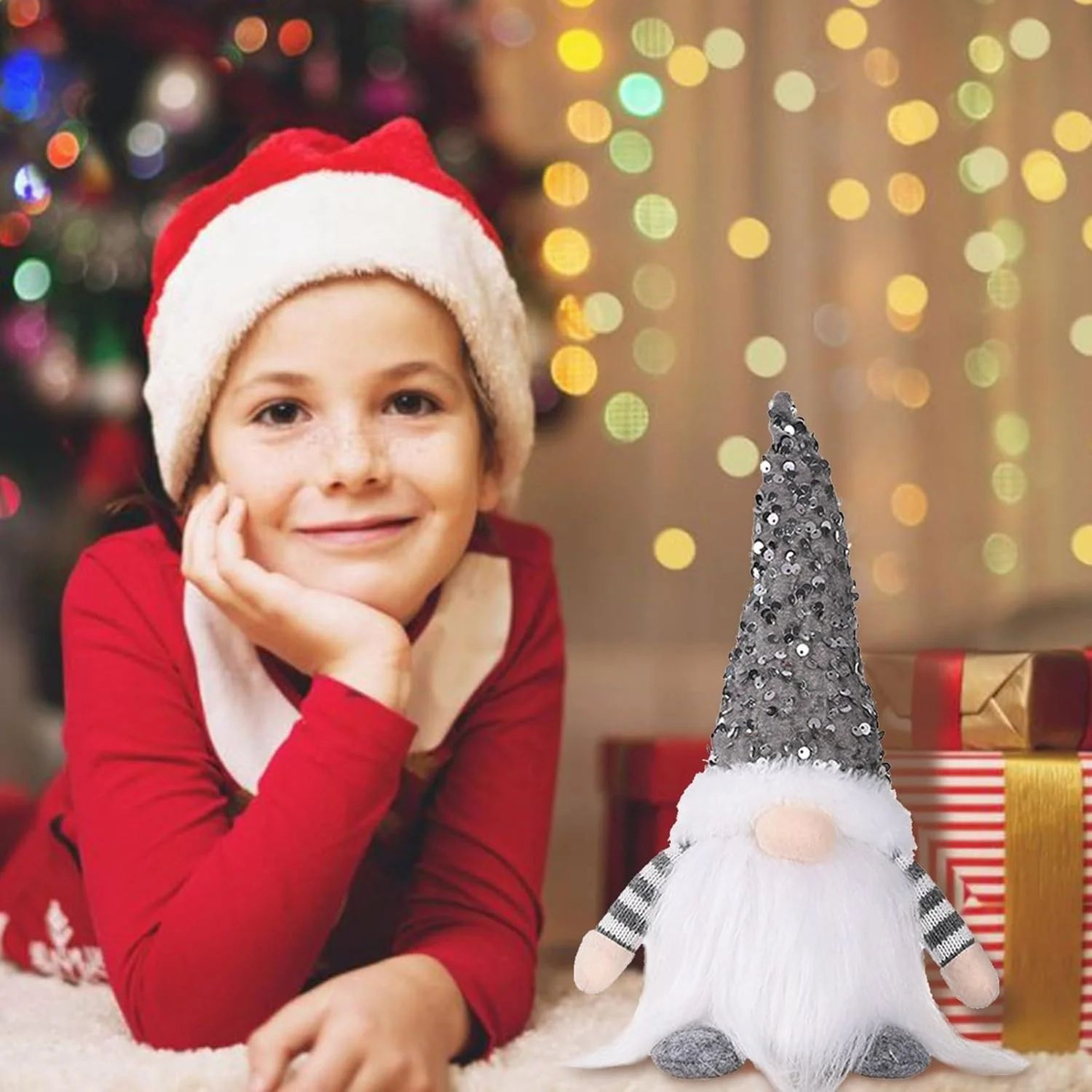 Light Up Christmas Gnome  1181 In Plush Doll With Sequin Hat  Warm LED Glow For Cozy Tabletop Decor 4
