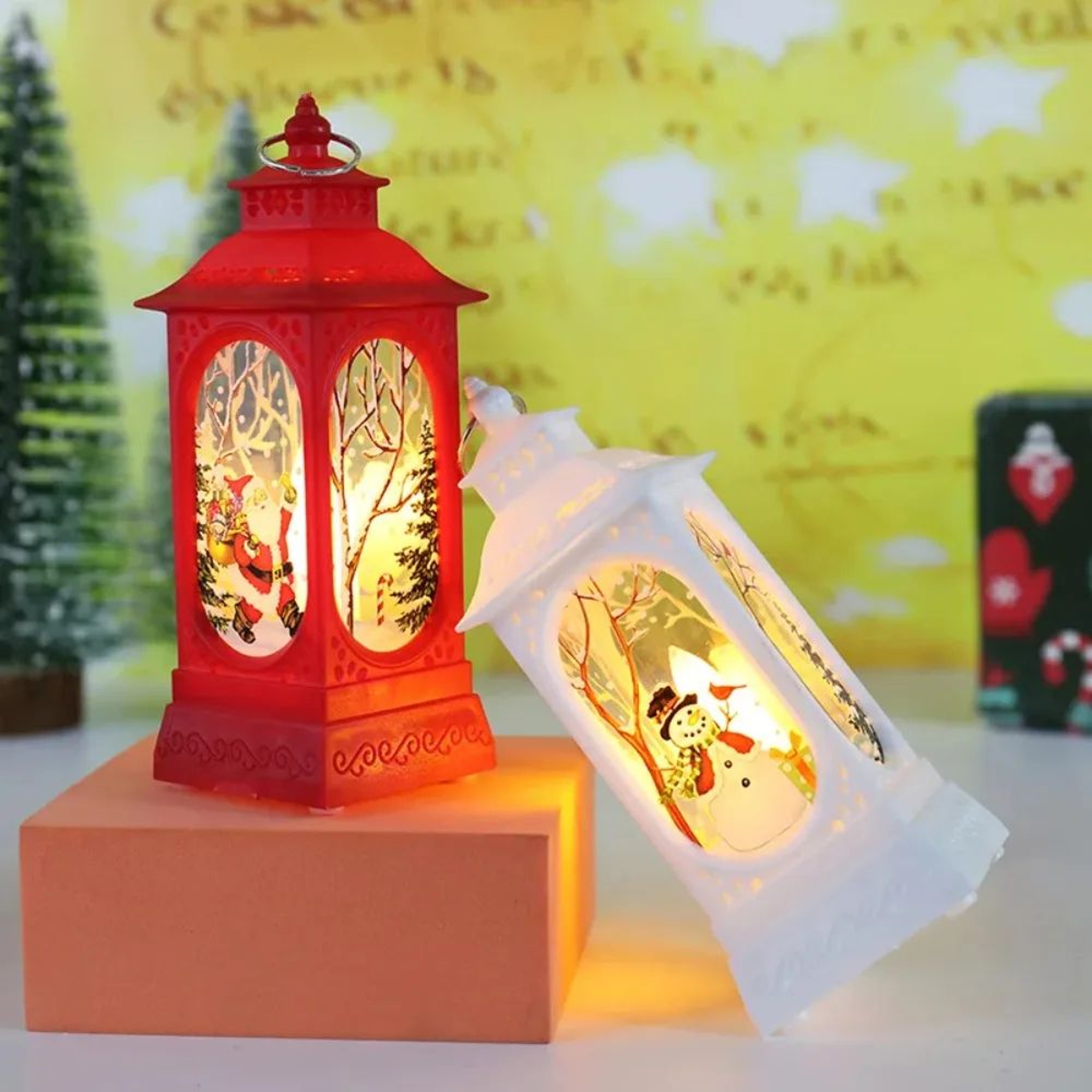 Christmas Lantern Table Lamp  Mini CandleStyle Night Light With Festive Snowman Design For Warm Hol 2