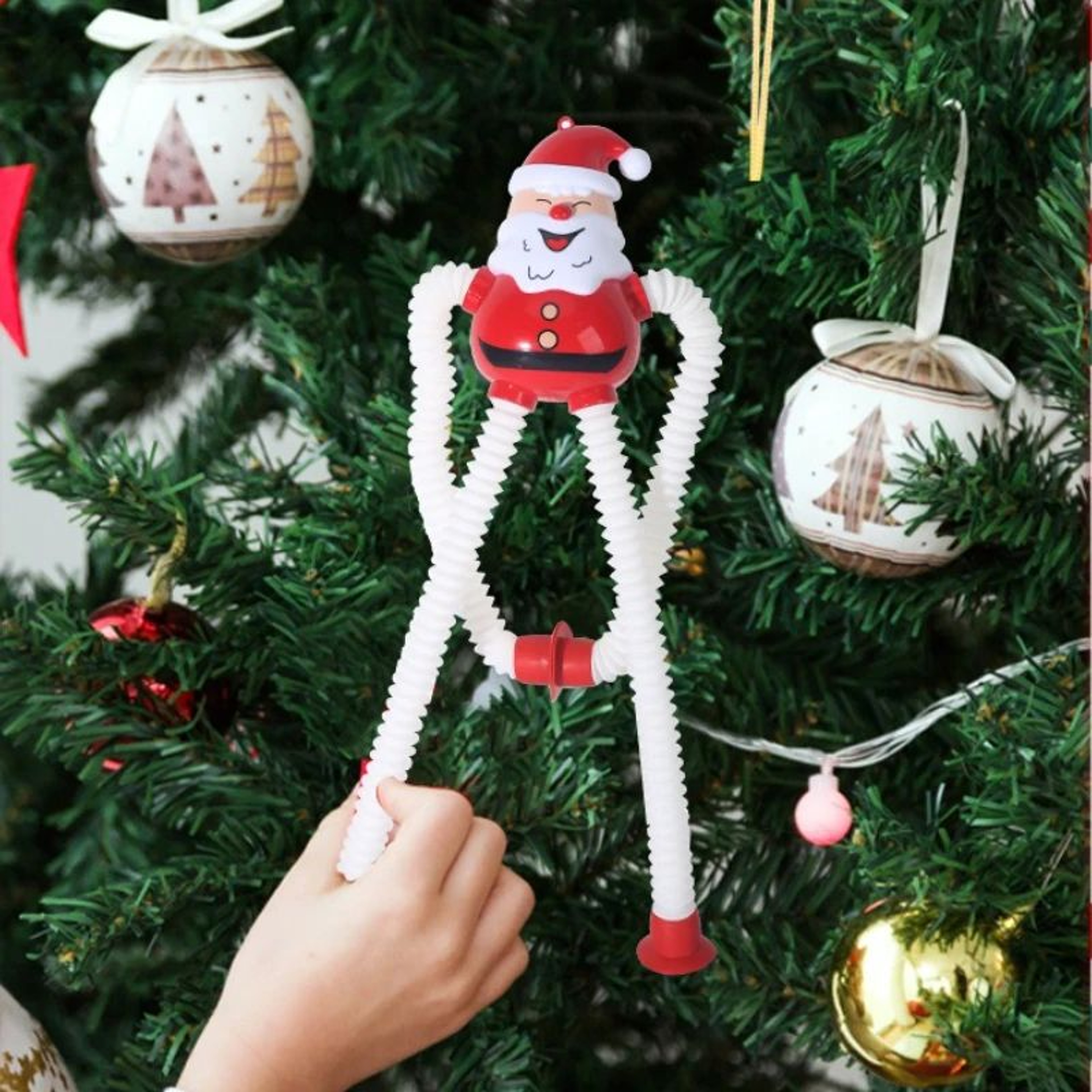 Christmas Retractable Character Toy  Santa Snowman Elk  Gingerbread Designs For Playful Fidget Fun  3
