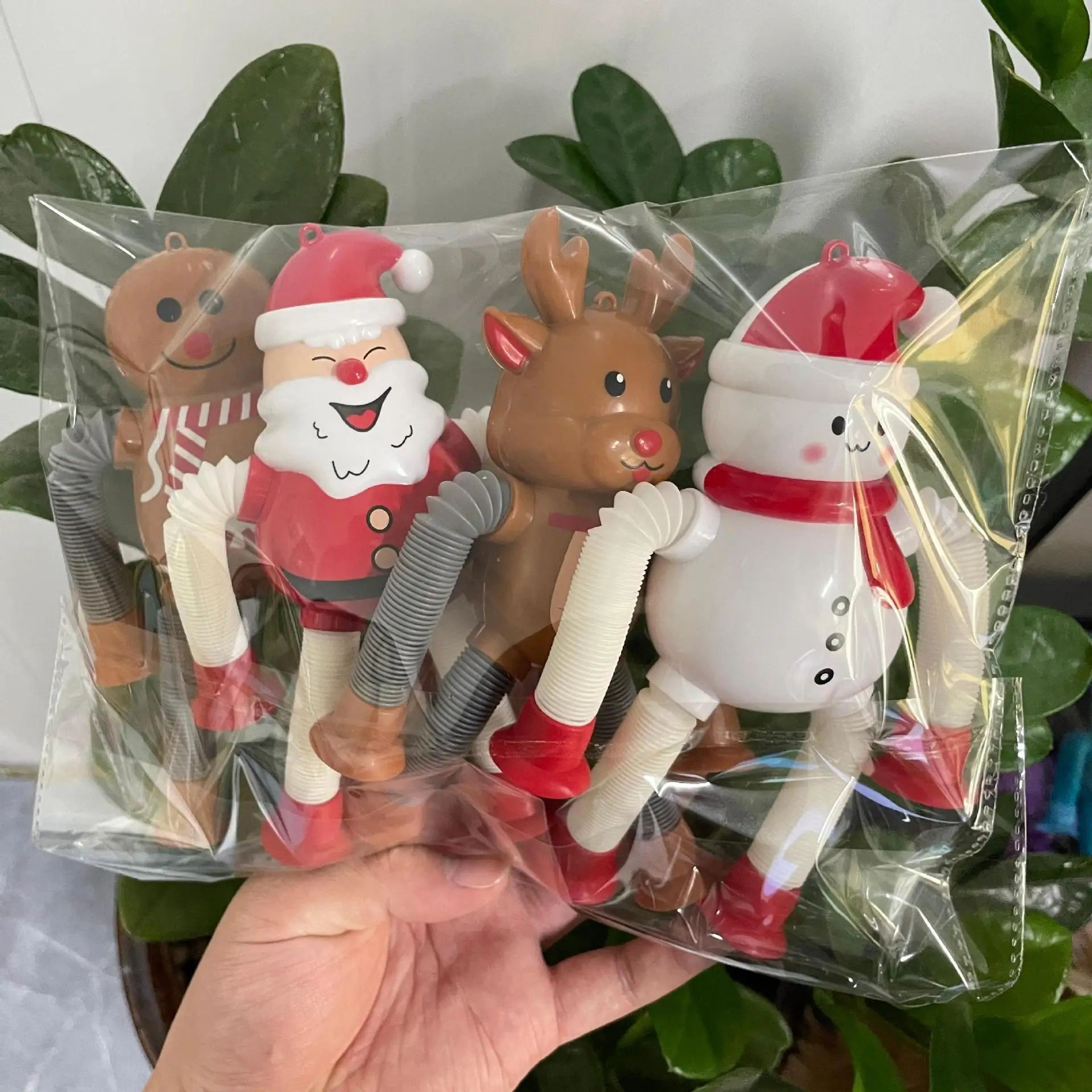 Christmas Retractable Character Toy  Santa Snowman Elk  Gingerbread Designs For Playful Fidget Fun  10