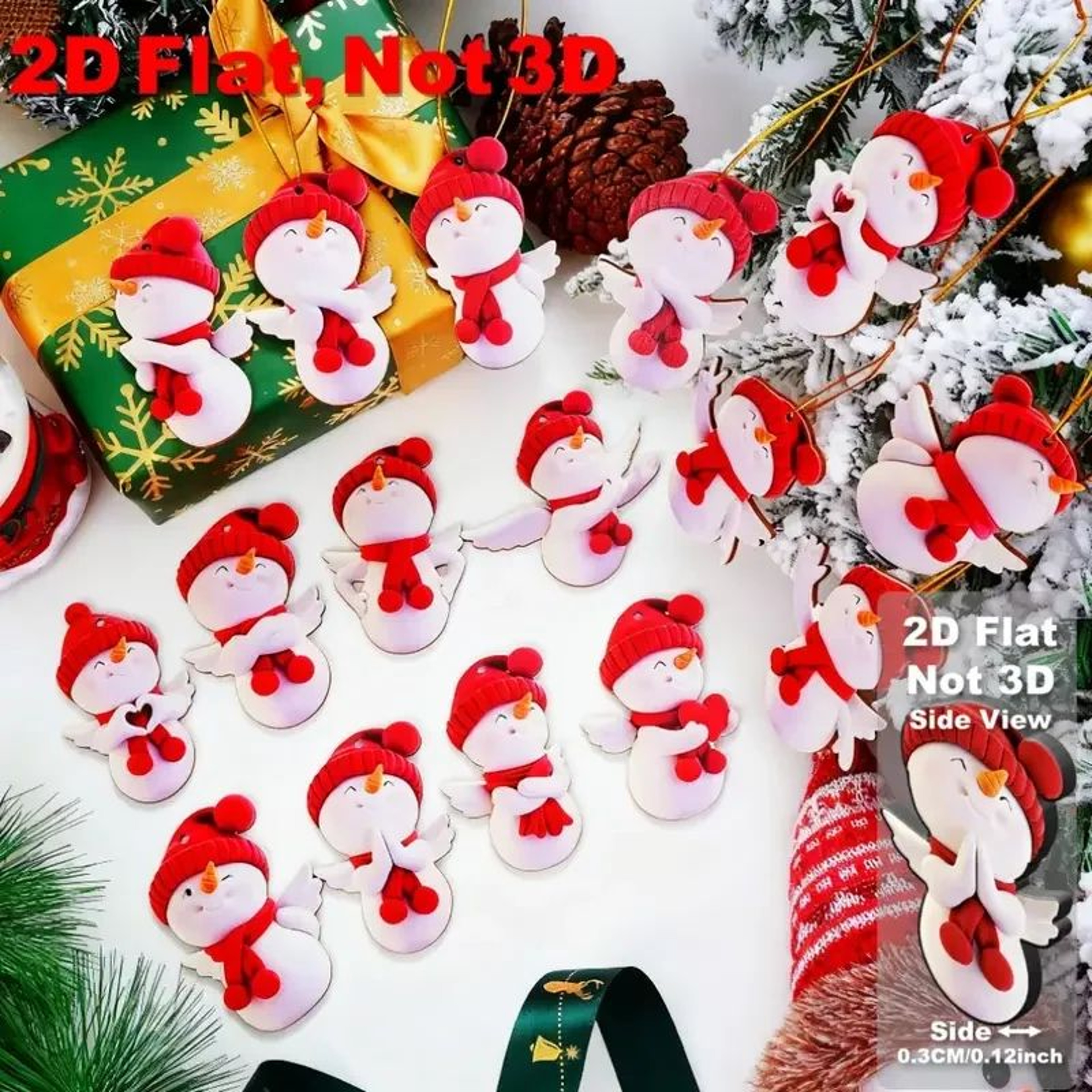 Christmas Angel Snowman Decorations  16pcs Red  White Smiling Characters For Festive Holiday Displa 6