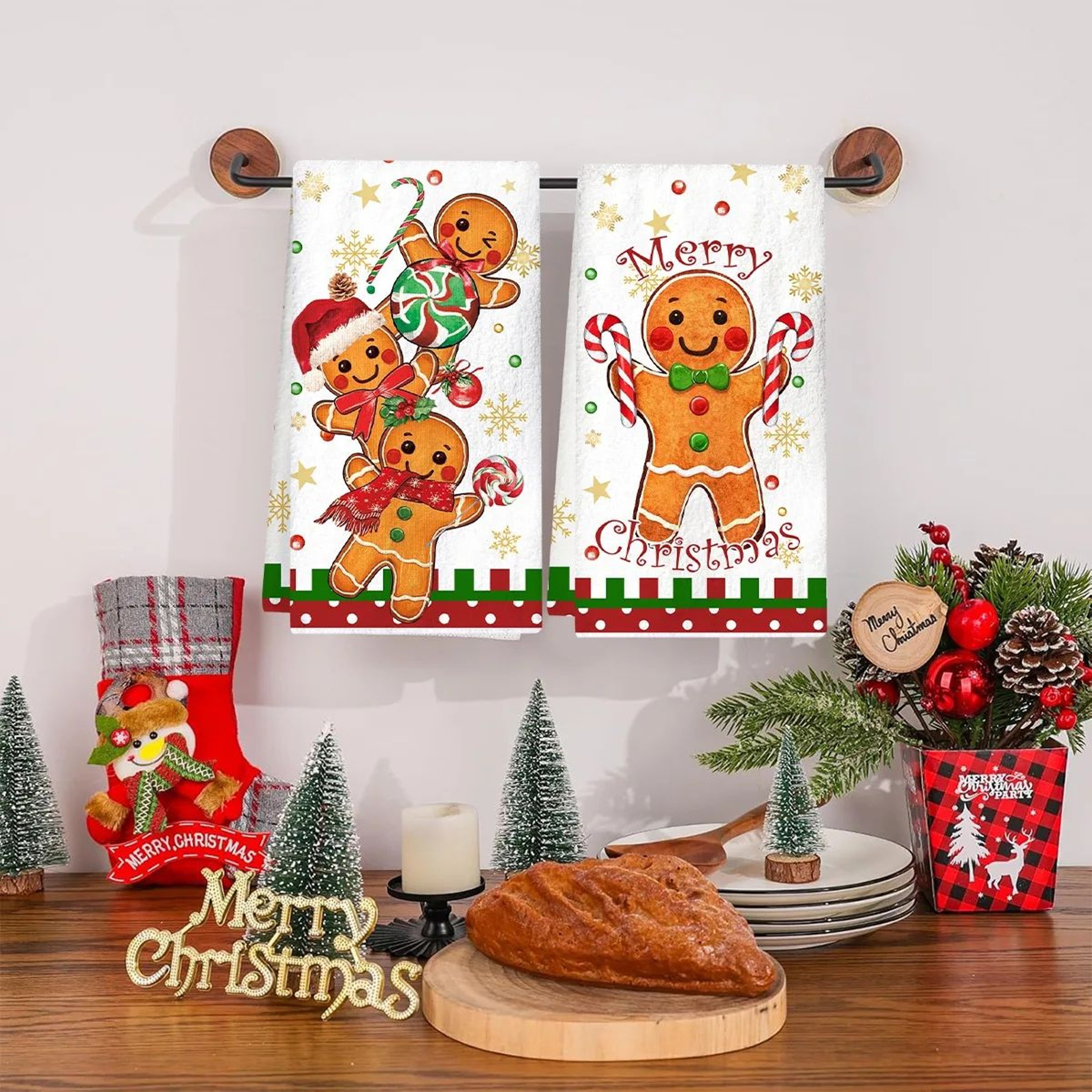 Christmas Kitchen Towel  Gingerbread Man Dish Towel For Festive Home Styling Holiday Hosting  Usefu 5