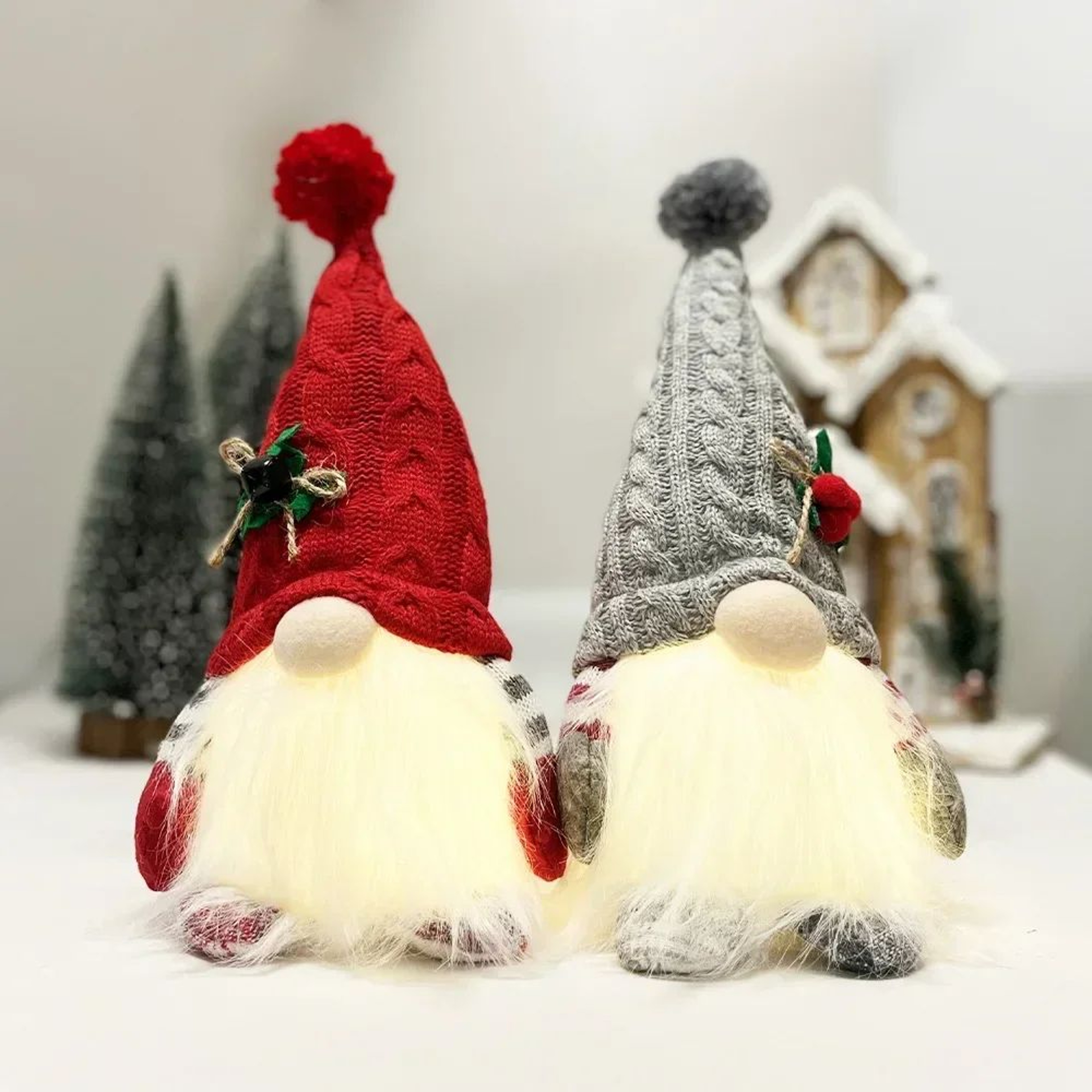 Christmas Gnome Doll Ornament  Knitted Hat Character With Lantern Styling For Home Displays And Fes 0