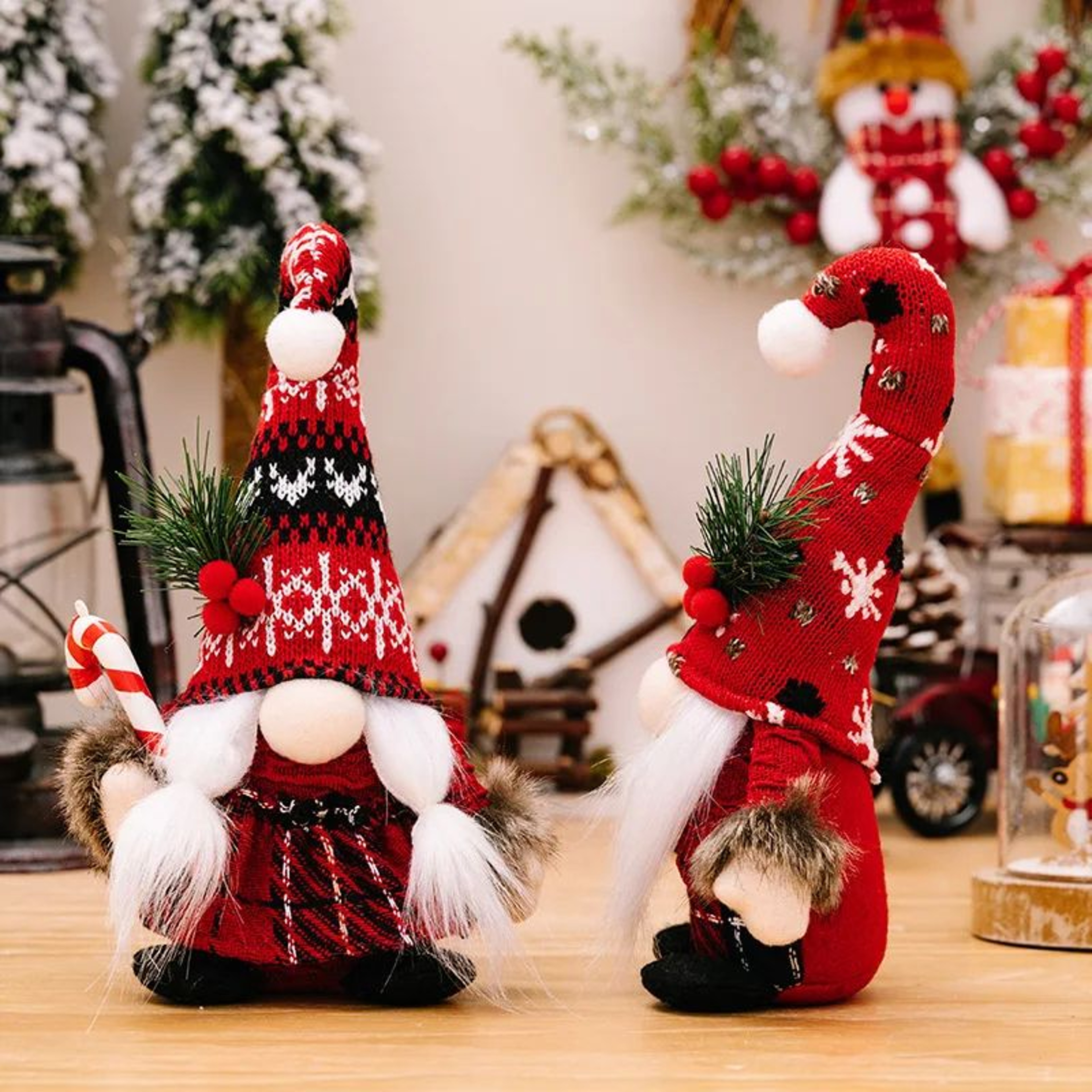 Christmas Gnome Doll  Red Knitted Faceless Decoration With PomPom Detail For Cozy Home Displays  Cu 2