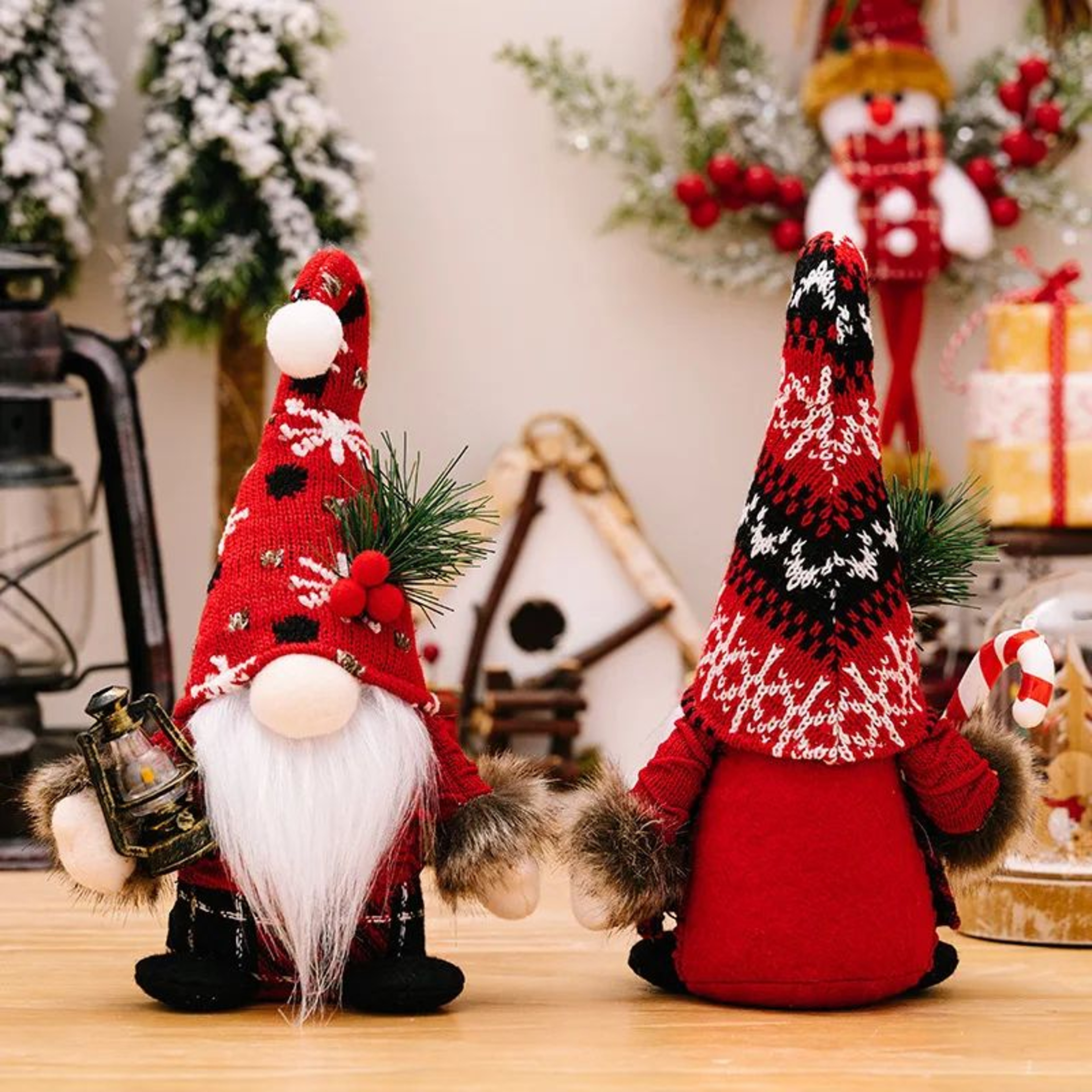 Christmas Gnome Doll  Red Knitted Faceless Decoration With PomPom Detail For Cozy Home Displays  Cu 3
