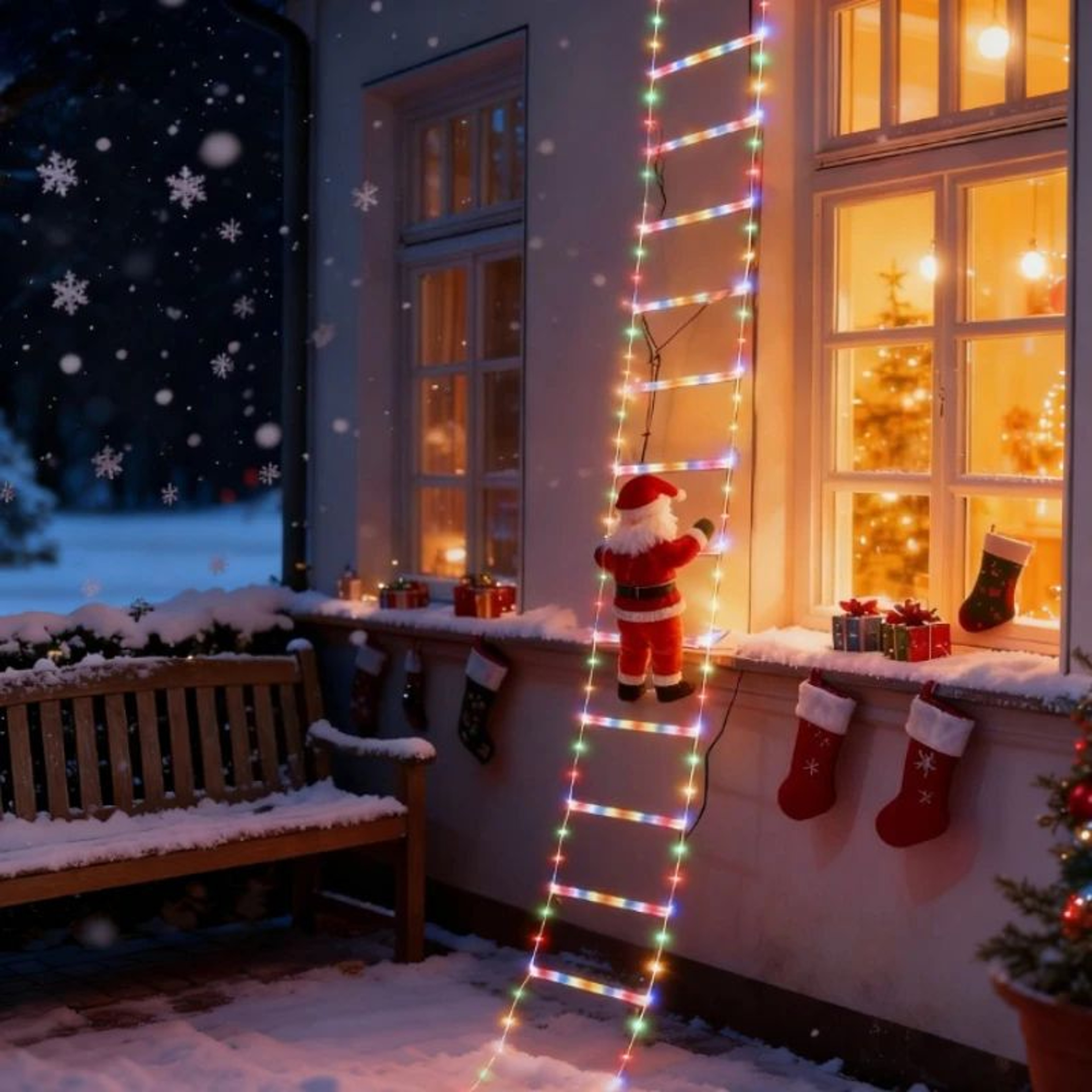 Christmas Santa Fairy Lights  984 Ft Climbing Stairs Design For Festive Tree Window Bedroom  Living 1