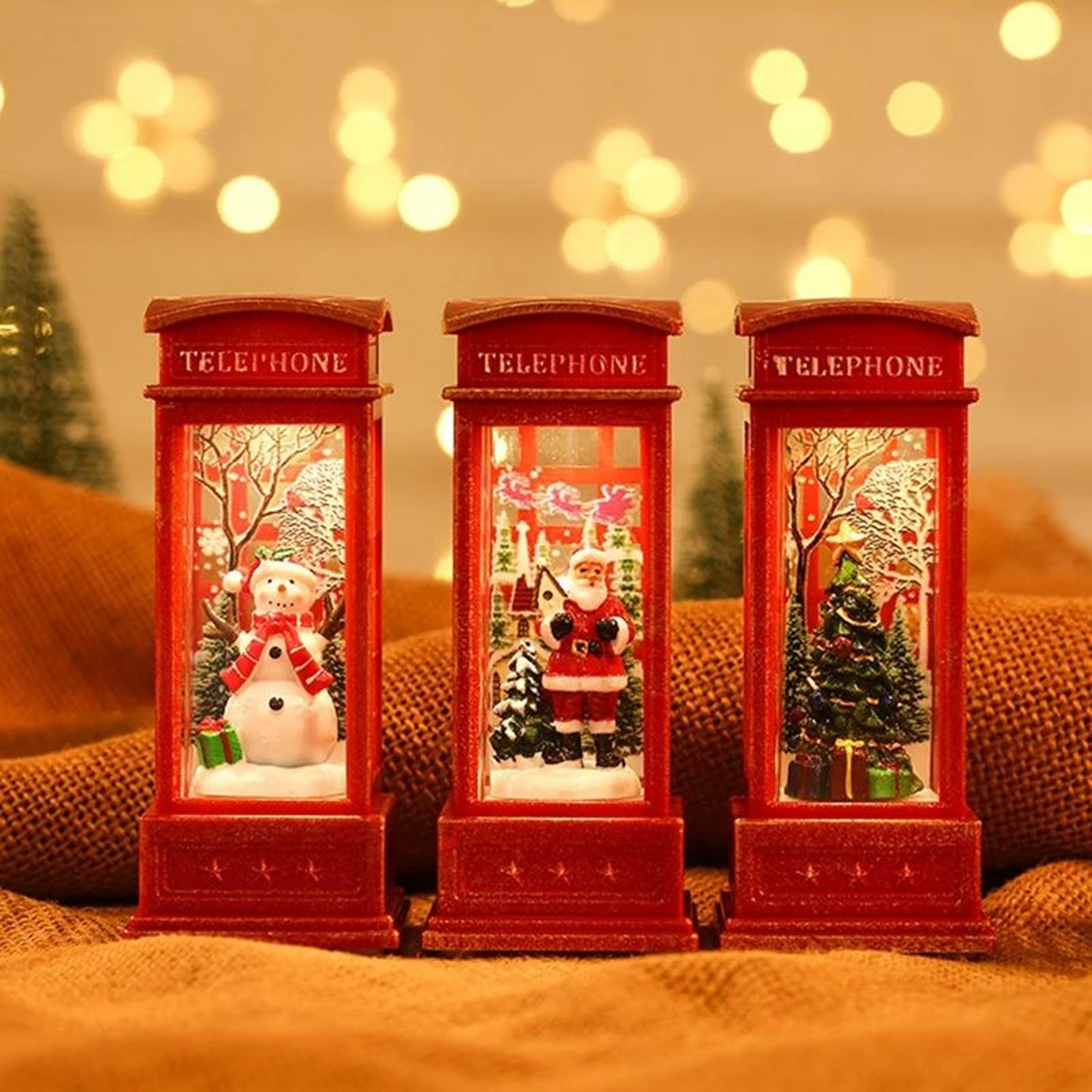 Christmas Phone Booth Light  Santa Claus  Snowman Designs For Festive Window Scenes Holiday Home Di 0