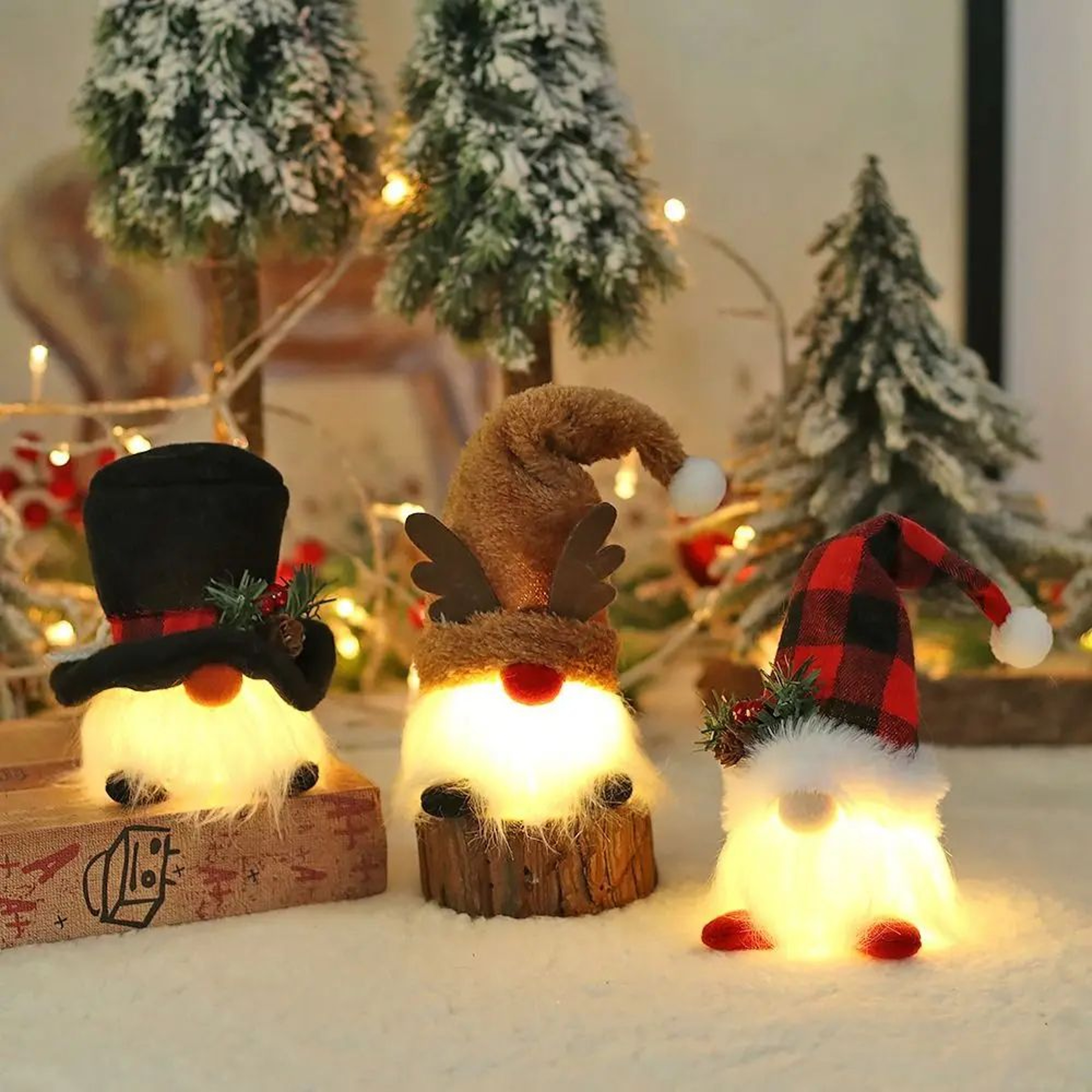 Light Up Christmas Gnome Doll  LED Cloth Character Ornament For Festive Table Displays Tree Decor   0