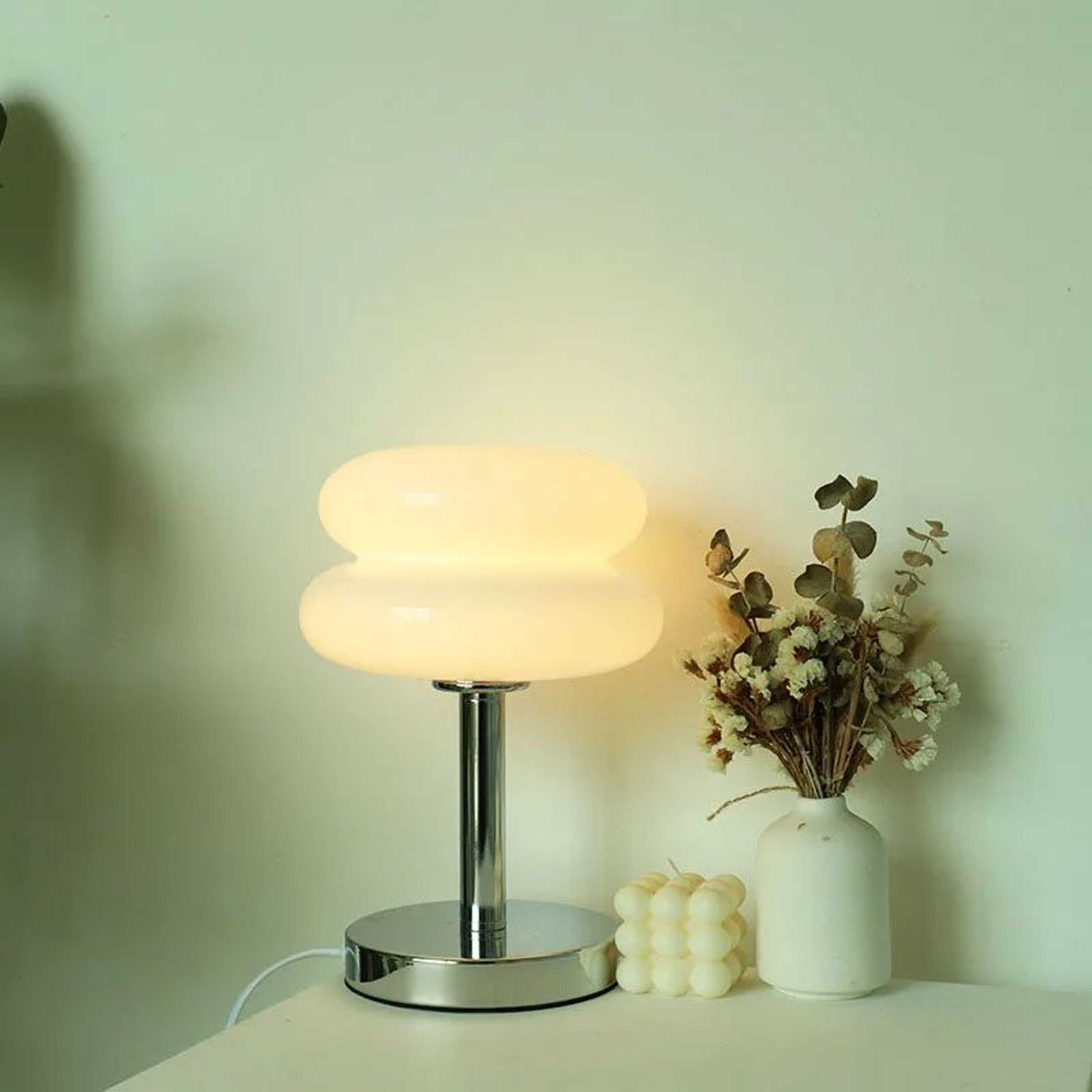 Macaron Glass Table Lamp  ThreeColor Dimmable Bedside Light For Cozy Spaces Living Room Ambience  D 3