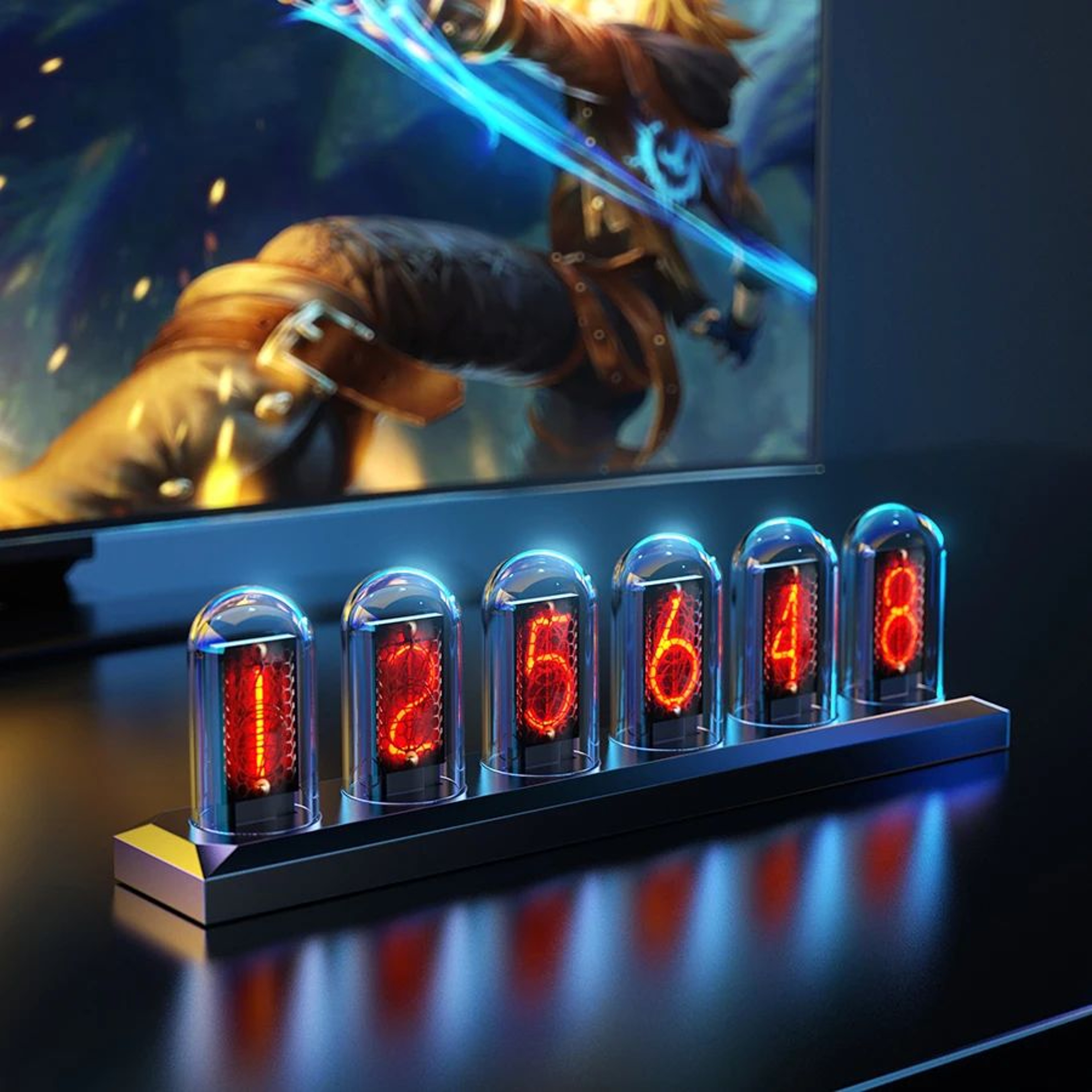 RGB IPS Tube Clock  Customizable Digital Display With WiFi Time Sync Photo Album  Weather For Gamin 0