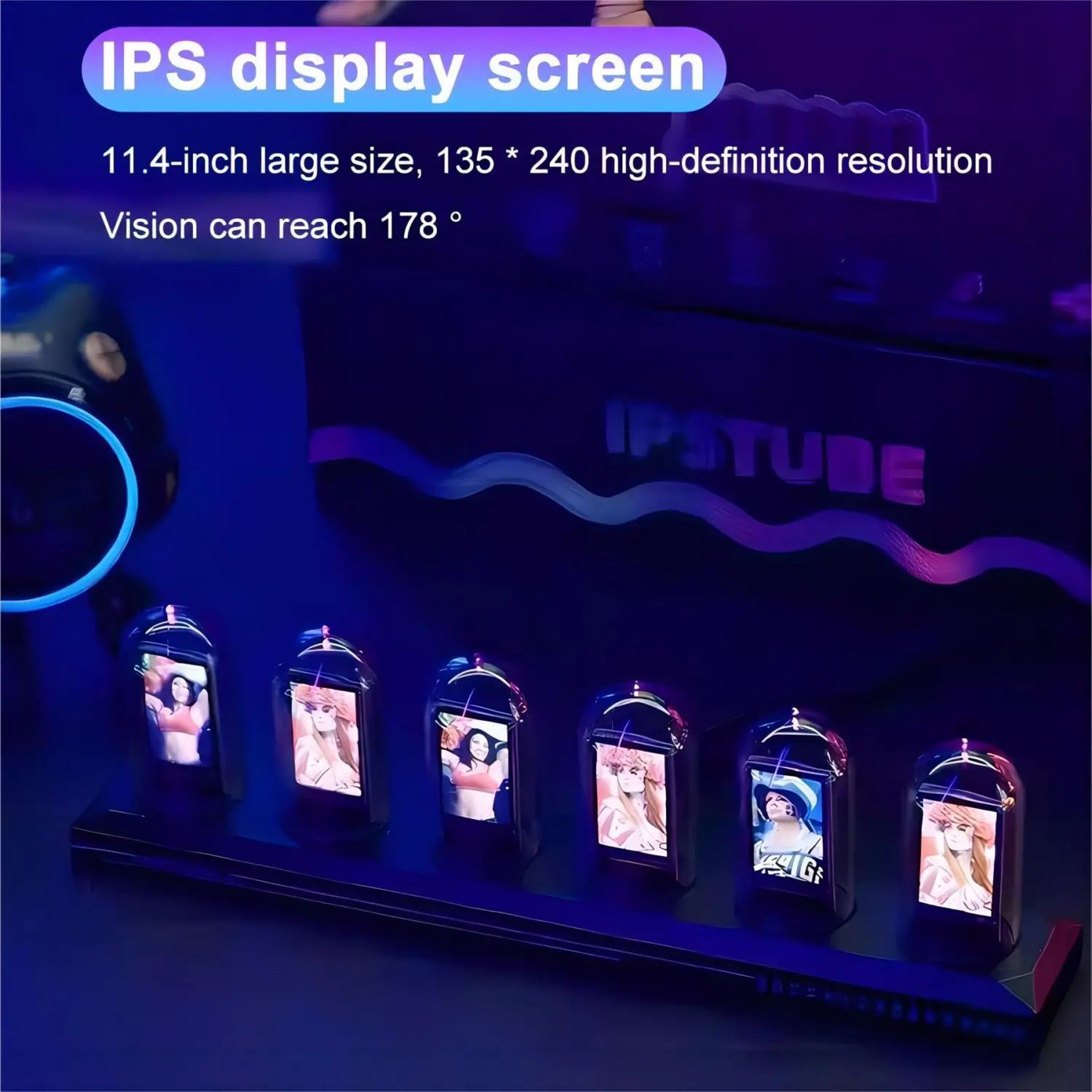 RGB IPS Tube Clock  Customizable Digital Display With WiFi Time Sync Photo Album  Weather For Gamin 2