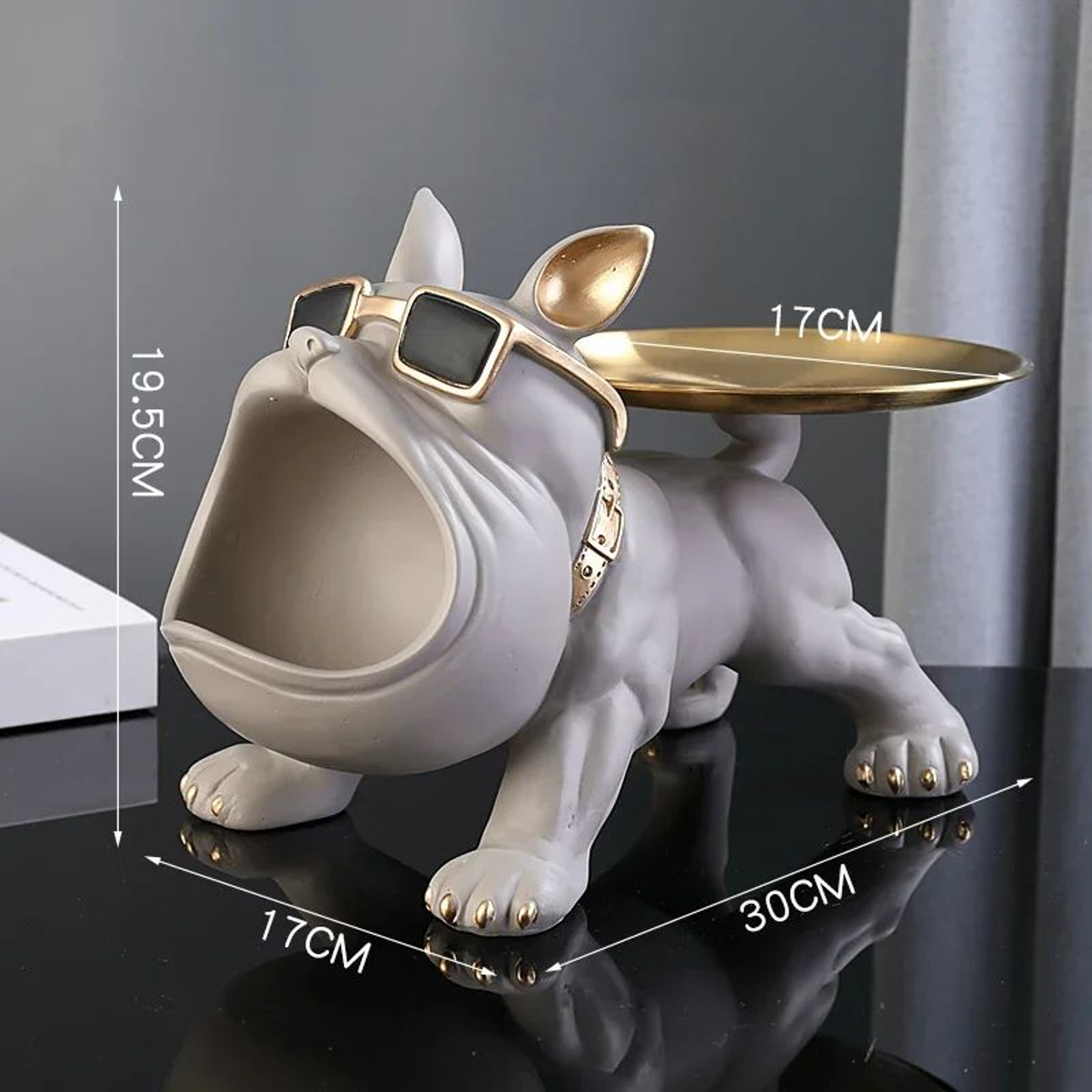 Bulldog Statue Storage Box  Resin Dog Figurine Organizer For Keys Phones Remotes  Candy With Decora 8