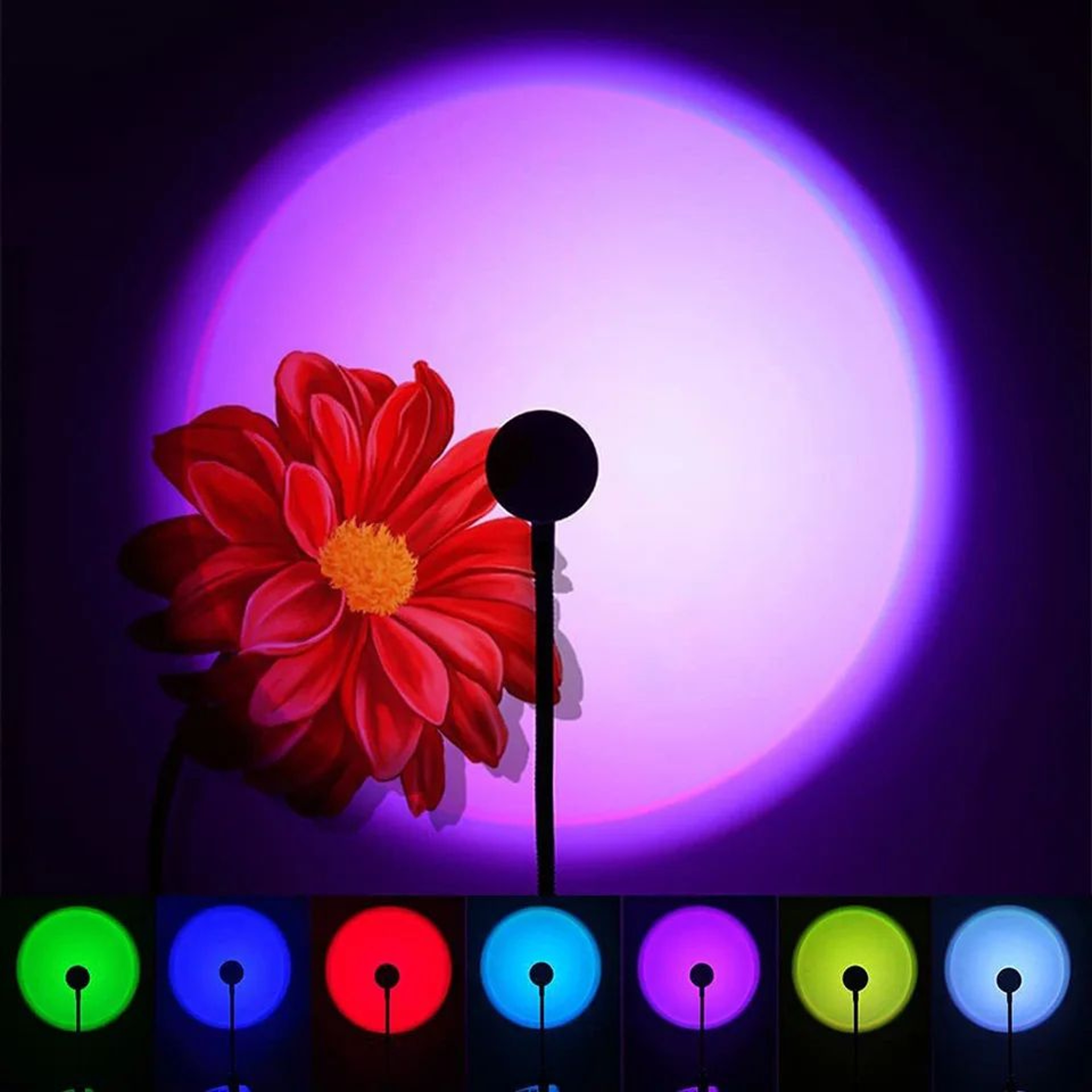 USB Sunset Projection Lamp  13 Color Modes  360 Rotation For Creative Selfies Photography Cozy Room 7