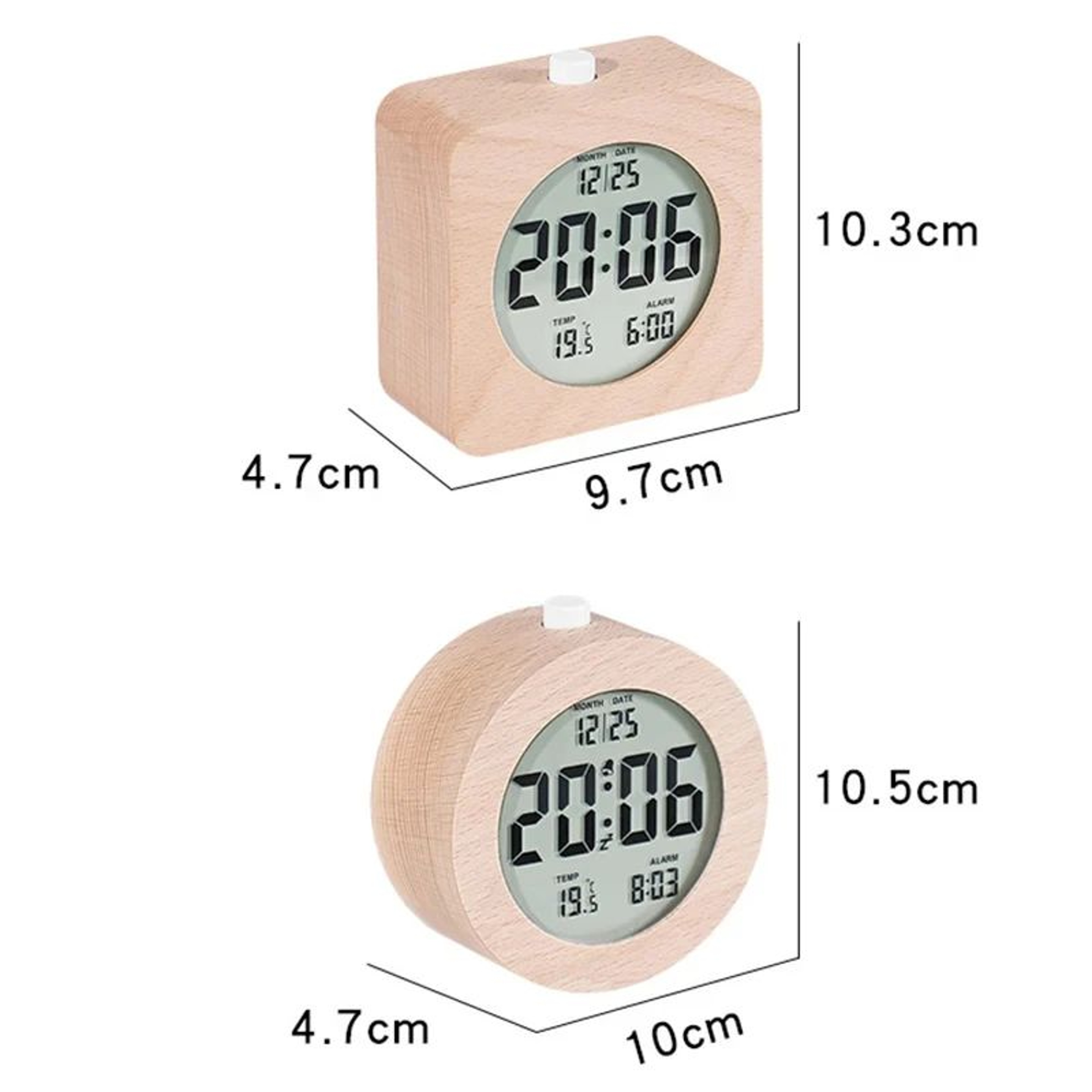 Wooden Alarm Clock  Backlit Time Date  Temperature Display With Snooze For Convenient Bedside Use A 3