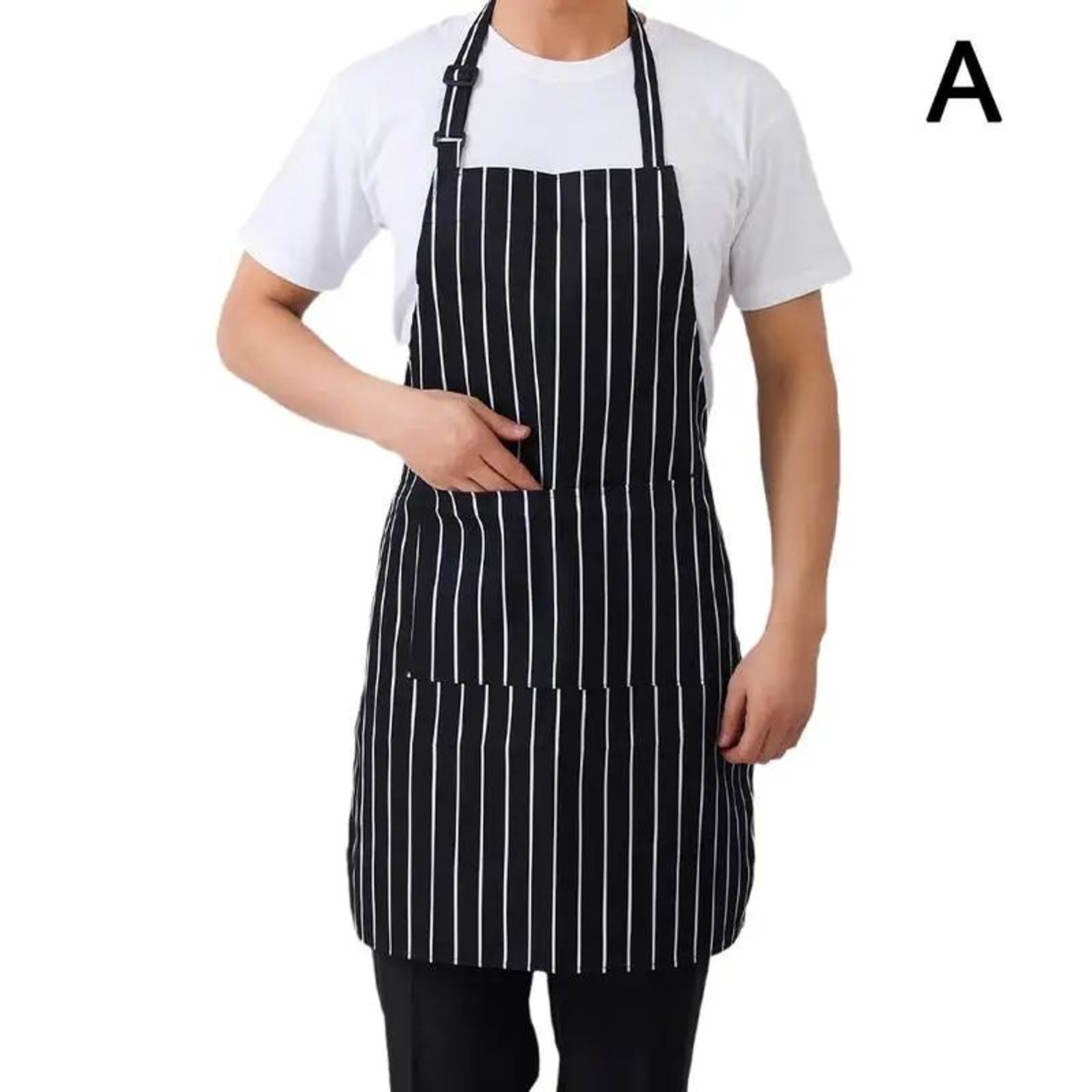 Kitchen Cooking Apron  Polyester Halterneck Chef Apron With 2 Pockets For Home Baking BBQ Catering  6