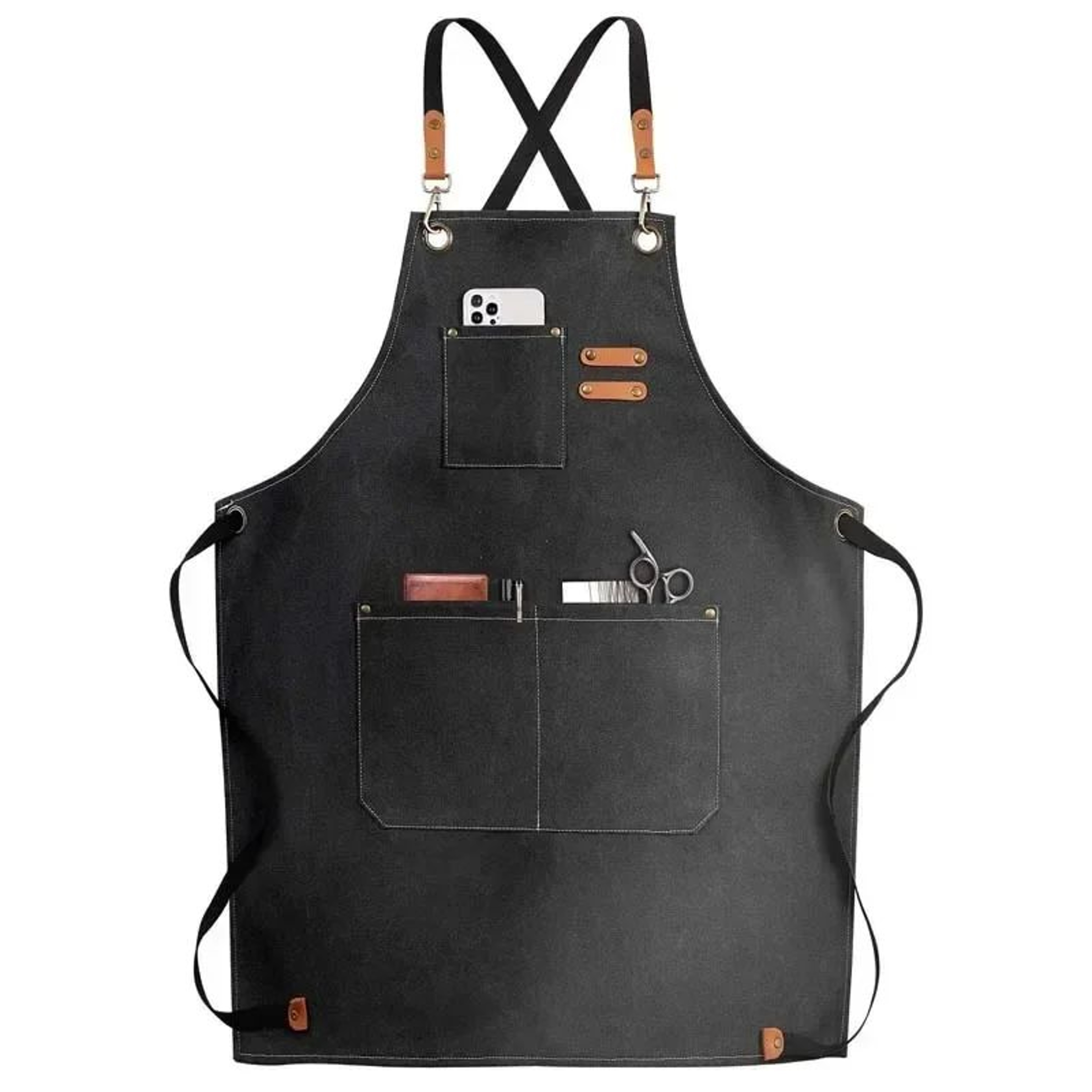 Canvas Kitchen Apron  Oilproof Waterproof Cooking  Work Apron With Tool Pockets For Men Women Cafes 6