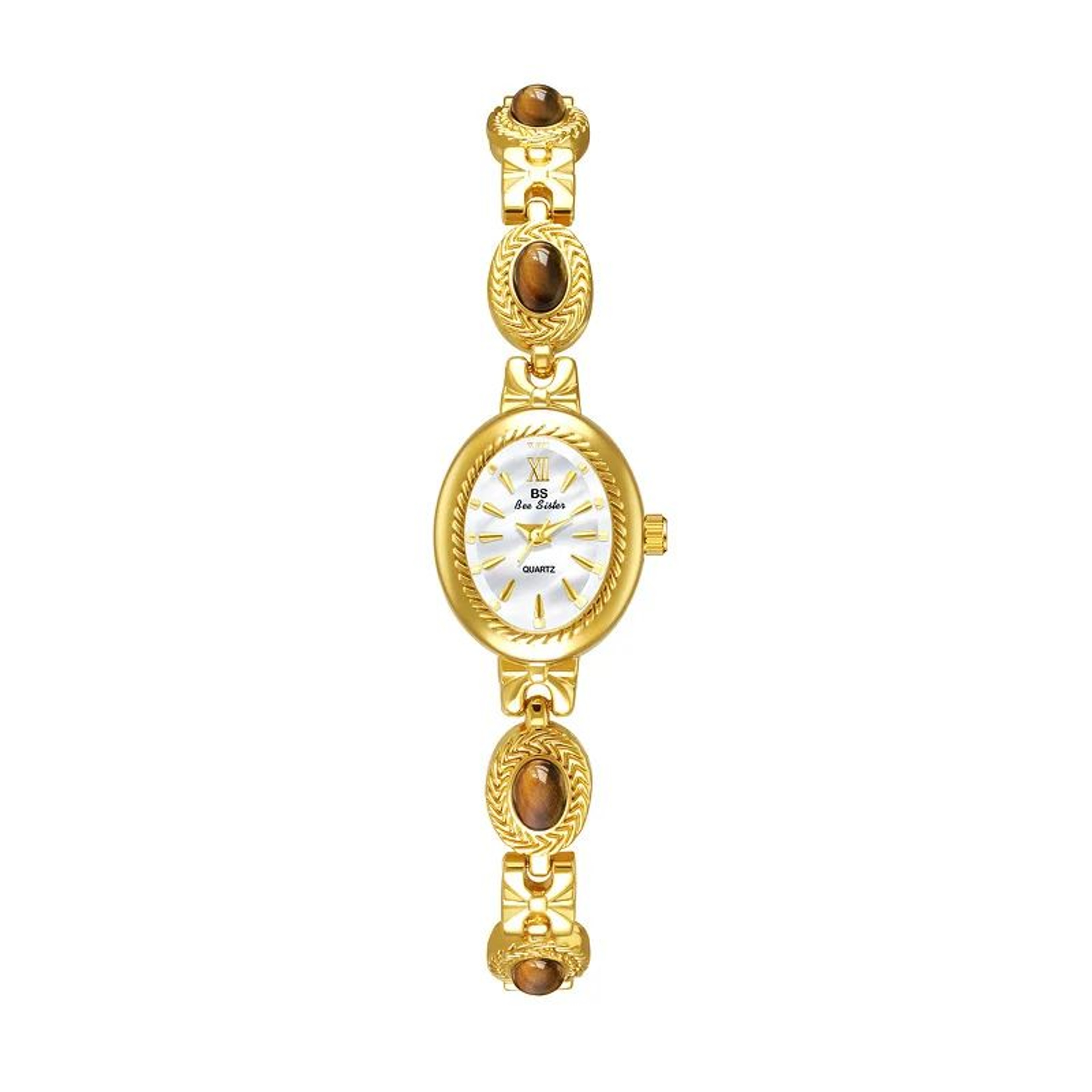 Womens Oval Quartz Watch  GoldTone Alloy Bracelet With Retro Jewelry Styling For Elegant Daily Wear 7