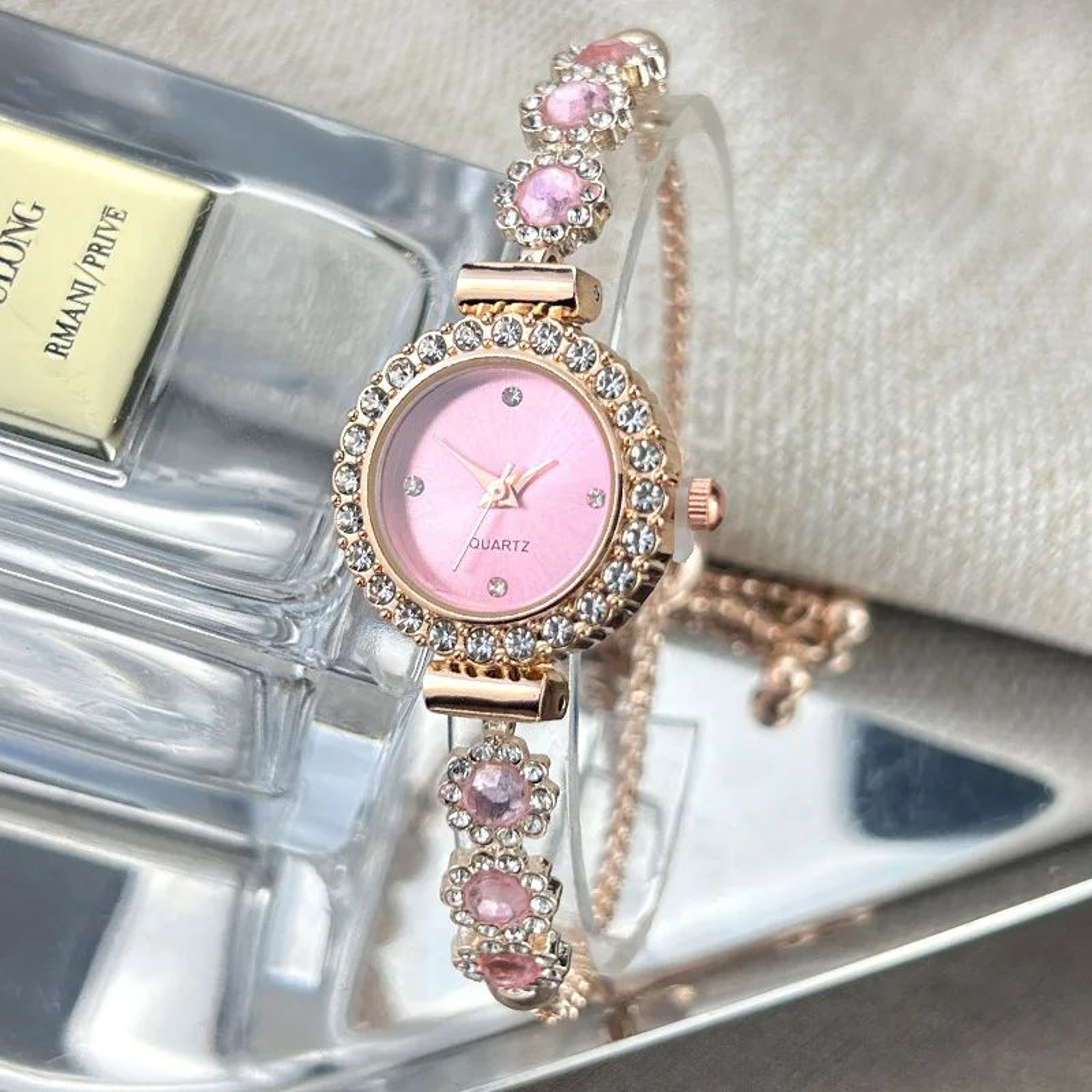 Womens Quartz Bracelet Watch  Colorful Imitation Gemstone Style With Pullable Band For Daily Fashio 9