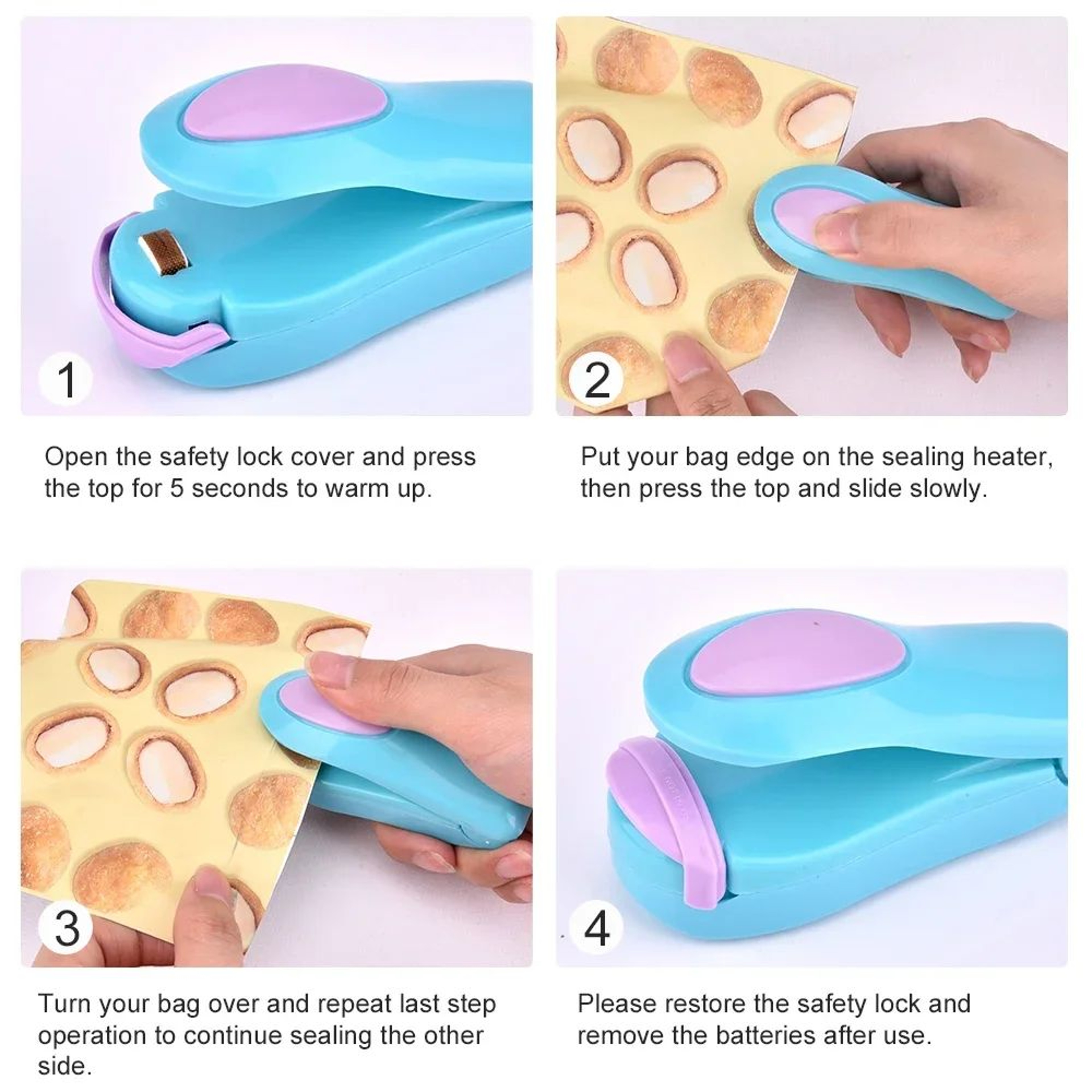 Mini Bag Heat Sealer  Portable Snack Packet Sealing Tool For Easy Kitchen Storage Opened Packets An 5