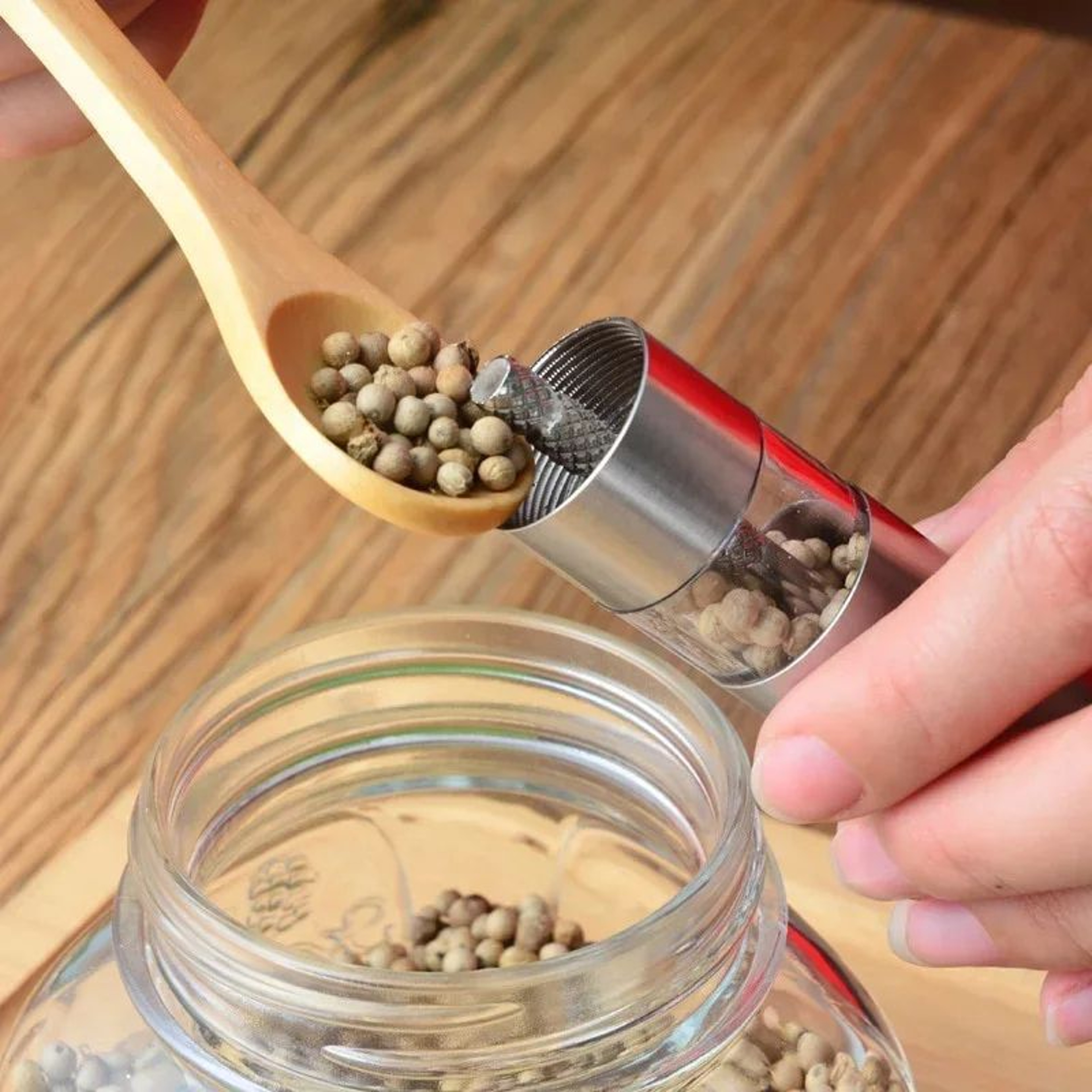 Thumb Press Pepper Mill  Portable Stainless Steel Manual Spice Grinder For Black Pepper Cumin BBQ   3