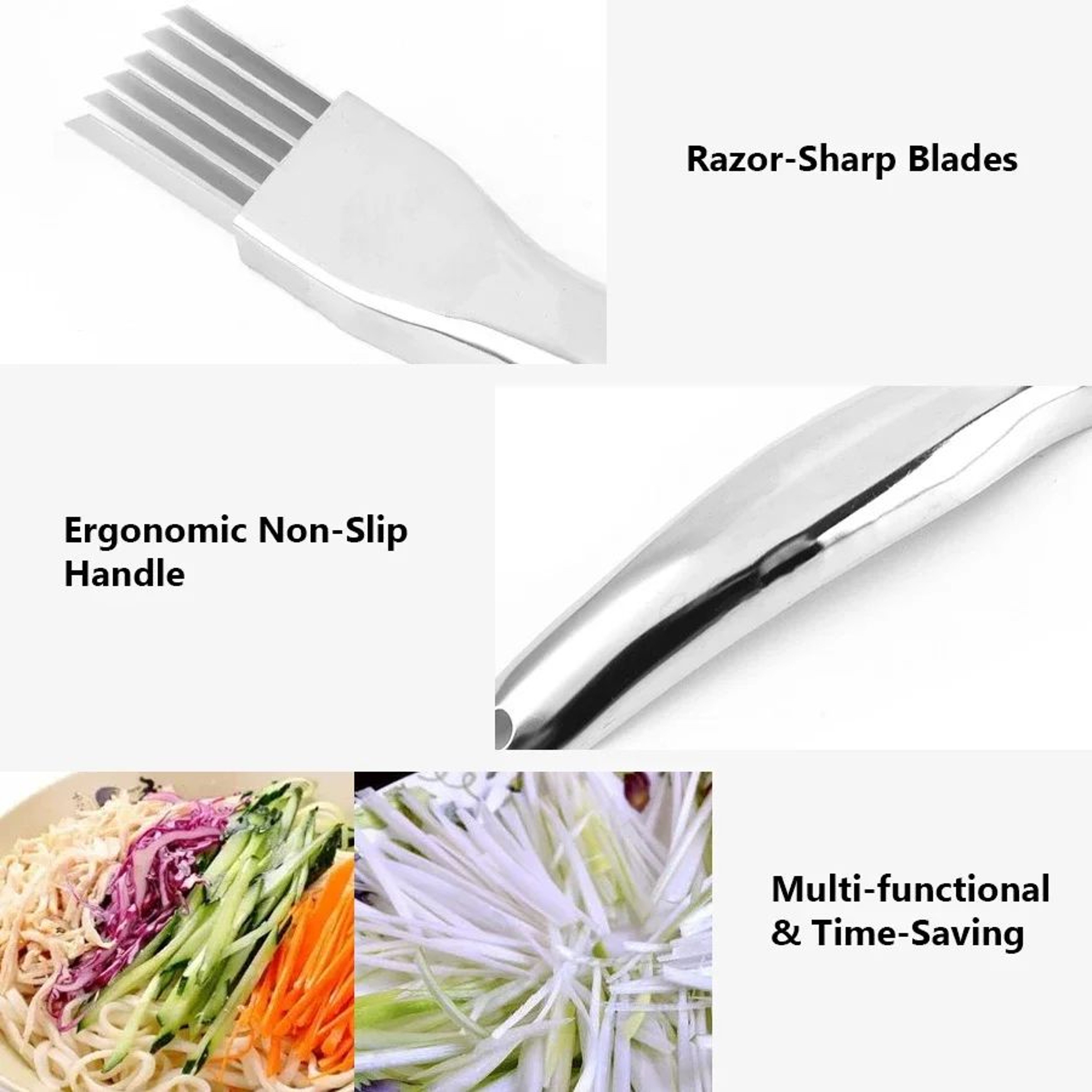 Green Onion Shredder  6Blade Stainless Steel Cutter With Curved Handle  Protective Cover For Fresh  2