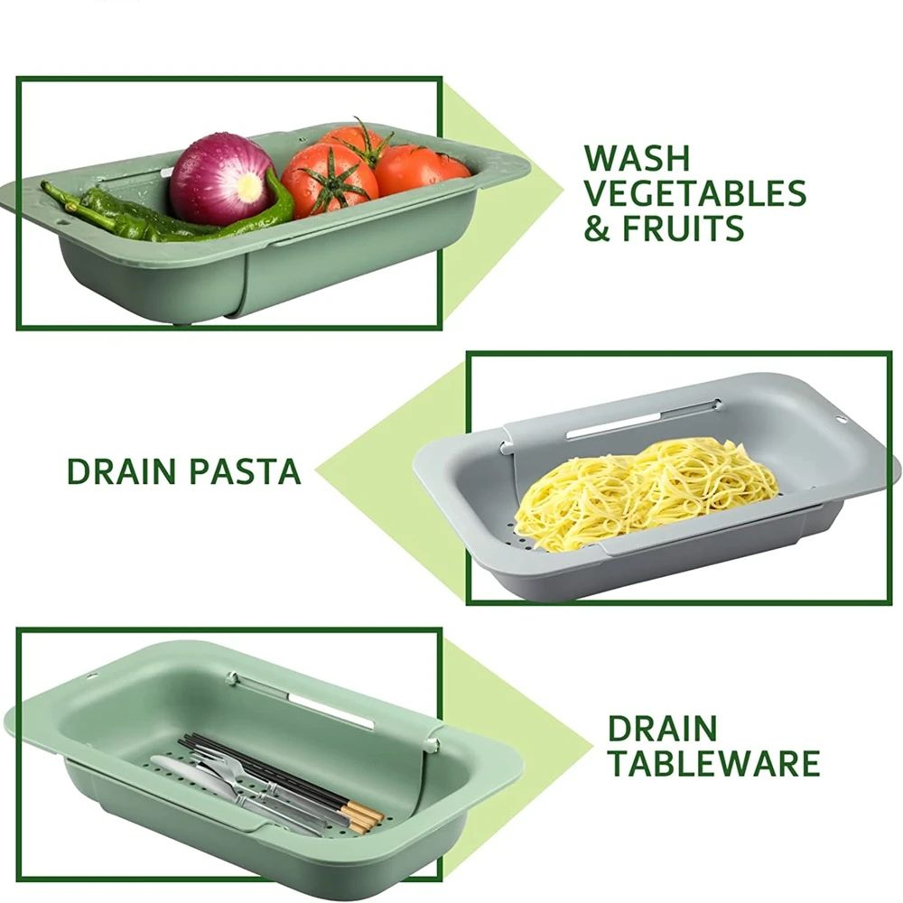 Over Sink Colander  Extendable 115188 In Strainer Basket For Washing Produce Draining Pasta And Eas 2