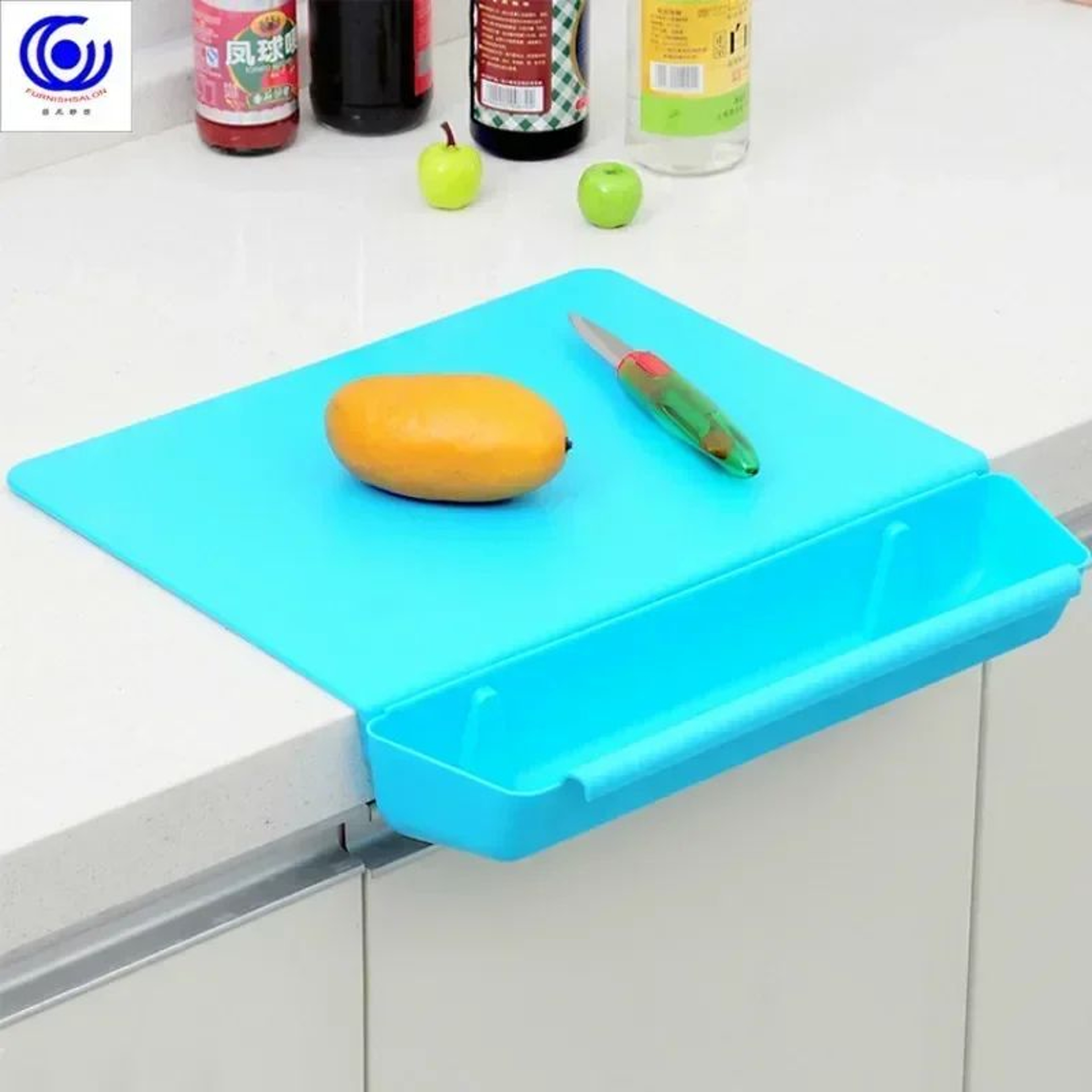 Cutting Board With Storage Basket  Sturdy PP Prep Surface With Detachable Tray  NonSlip Back For Fr 1