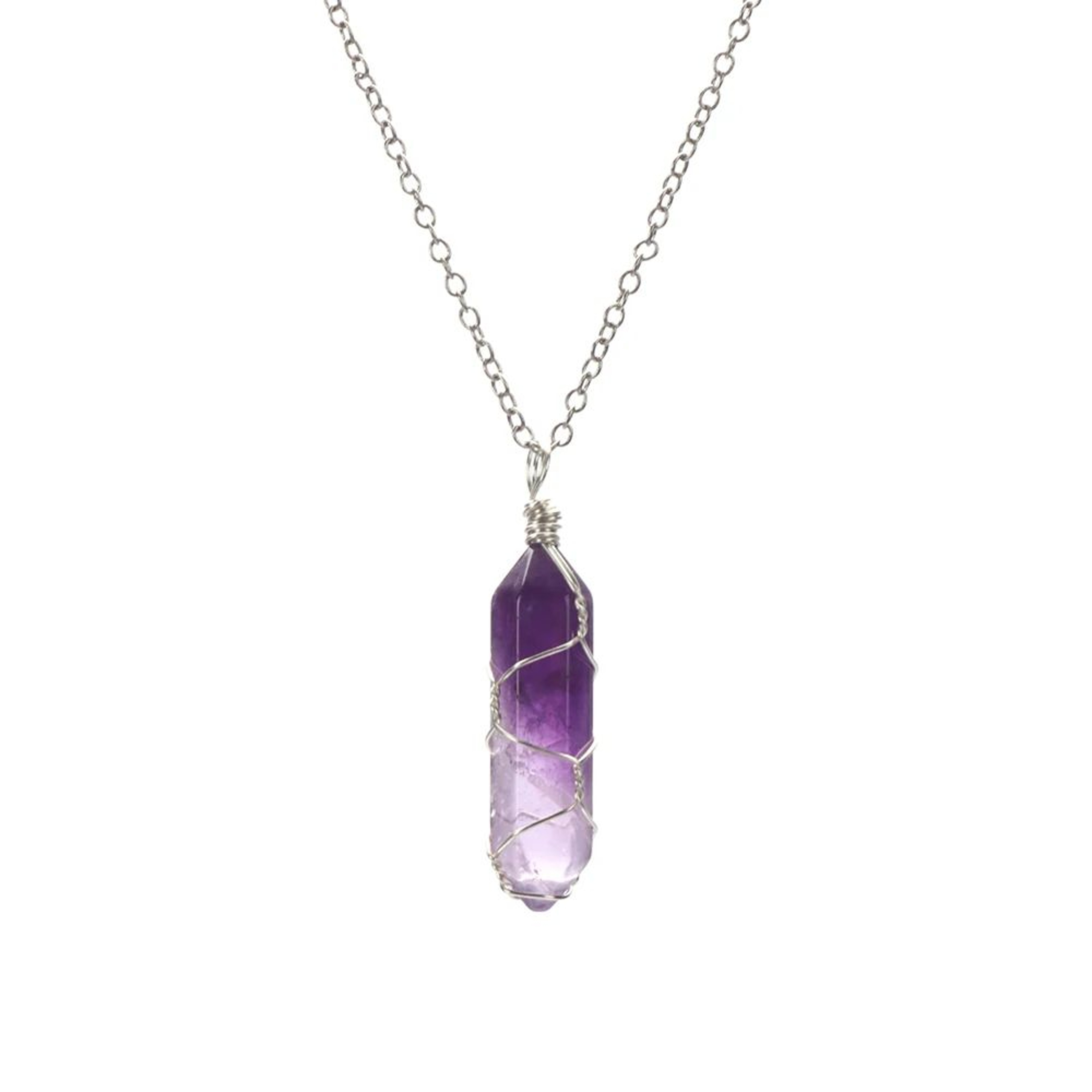 Wire Wrapped Crystal Necklace  Hexagonal Stone Pendant With 1772 In Chain For Personal Style  Speci 1