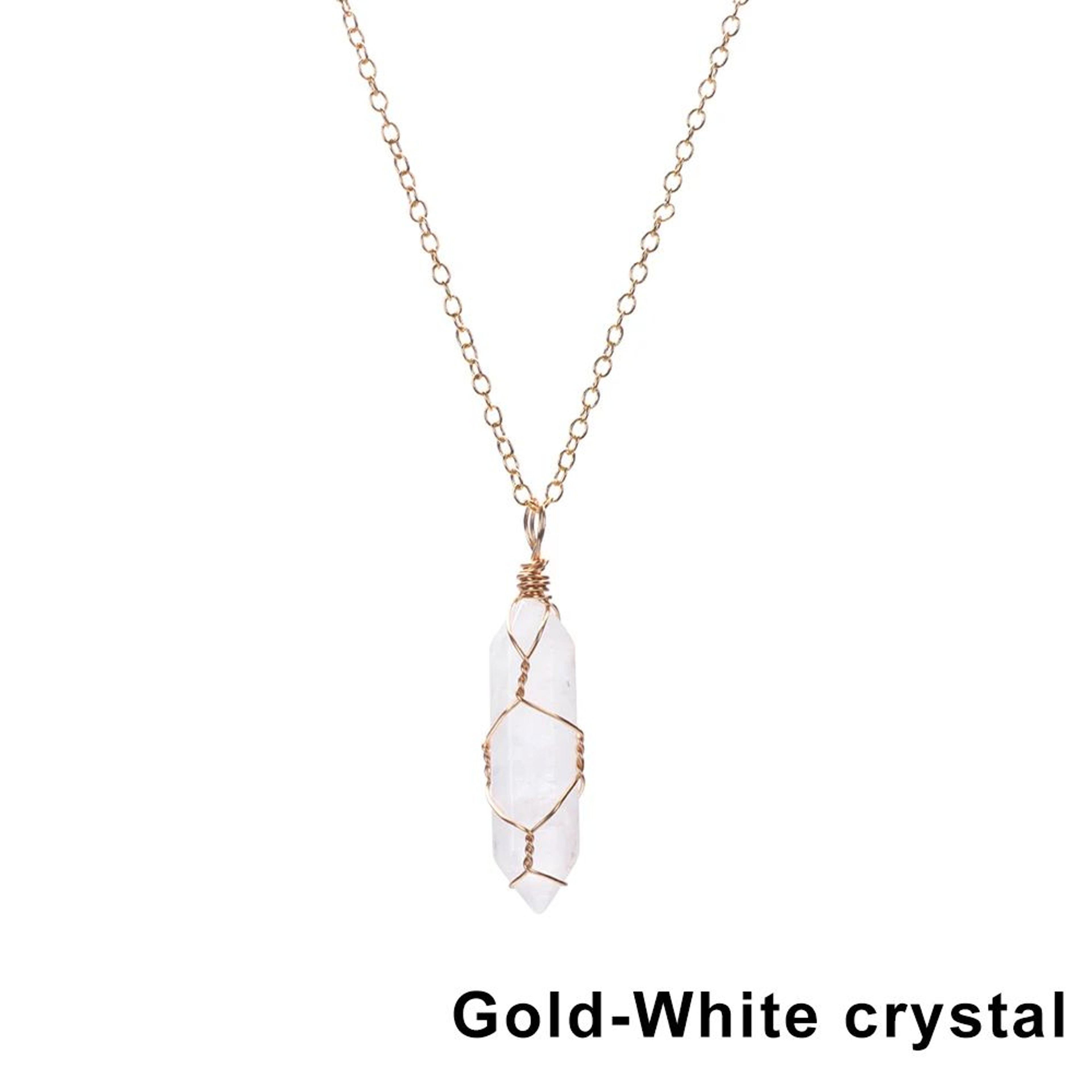 Wire Wrapped Crystal Necklace  Hexagonal Stone Pendant With 1772 In Chain For Personal Style  Speci 13
