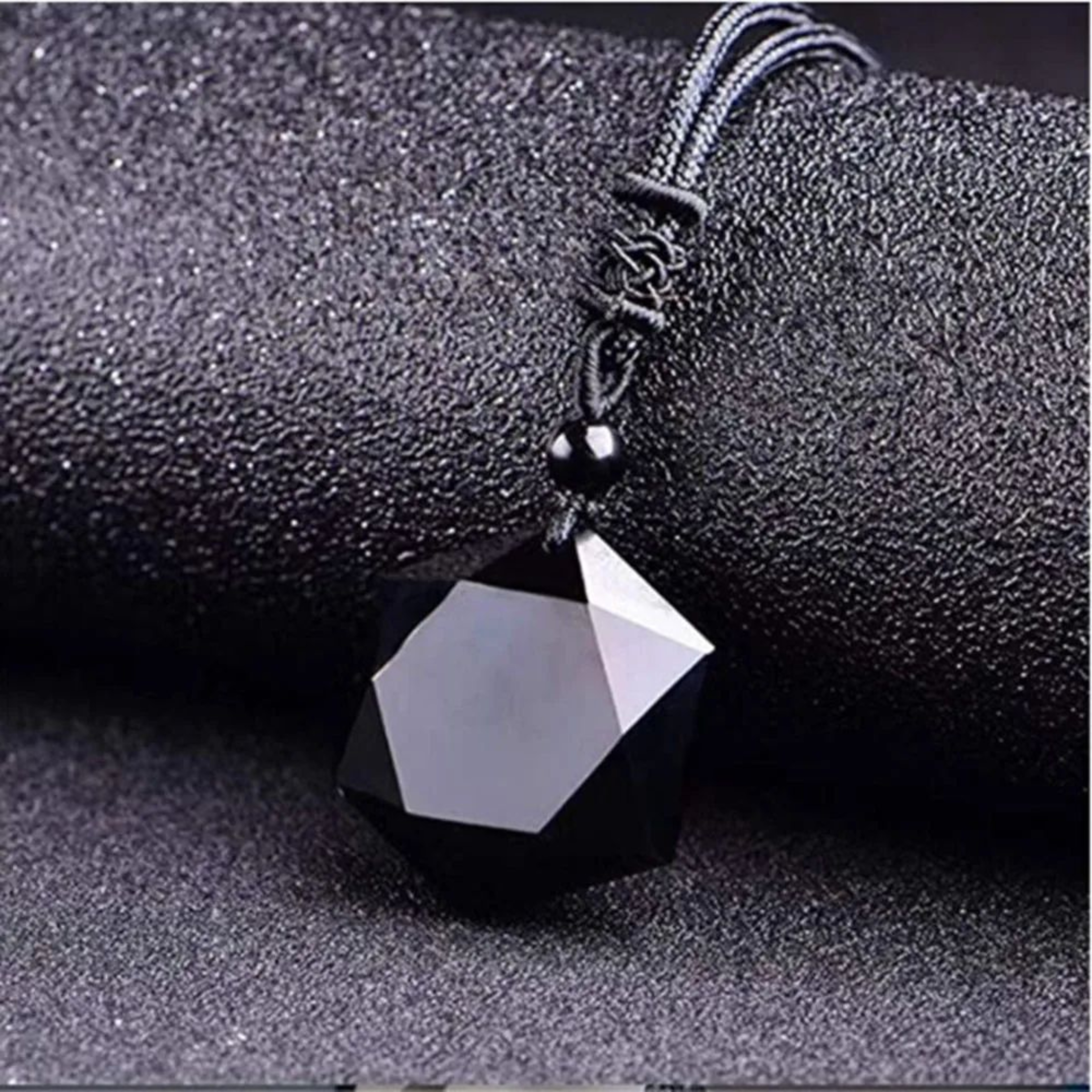 Obsidian Hexagram Necklace  Symbolic Stone Pendant  Sweater Chain Accessory For Men And Women Vinta 6
