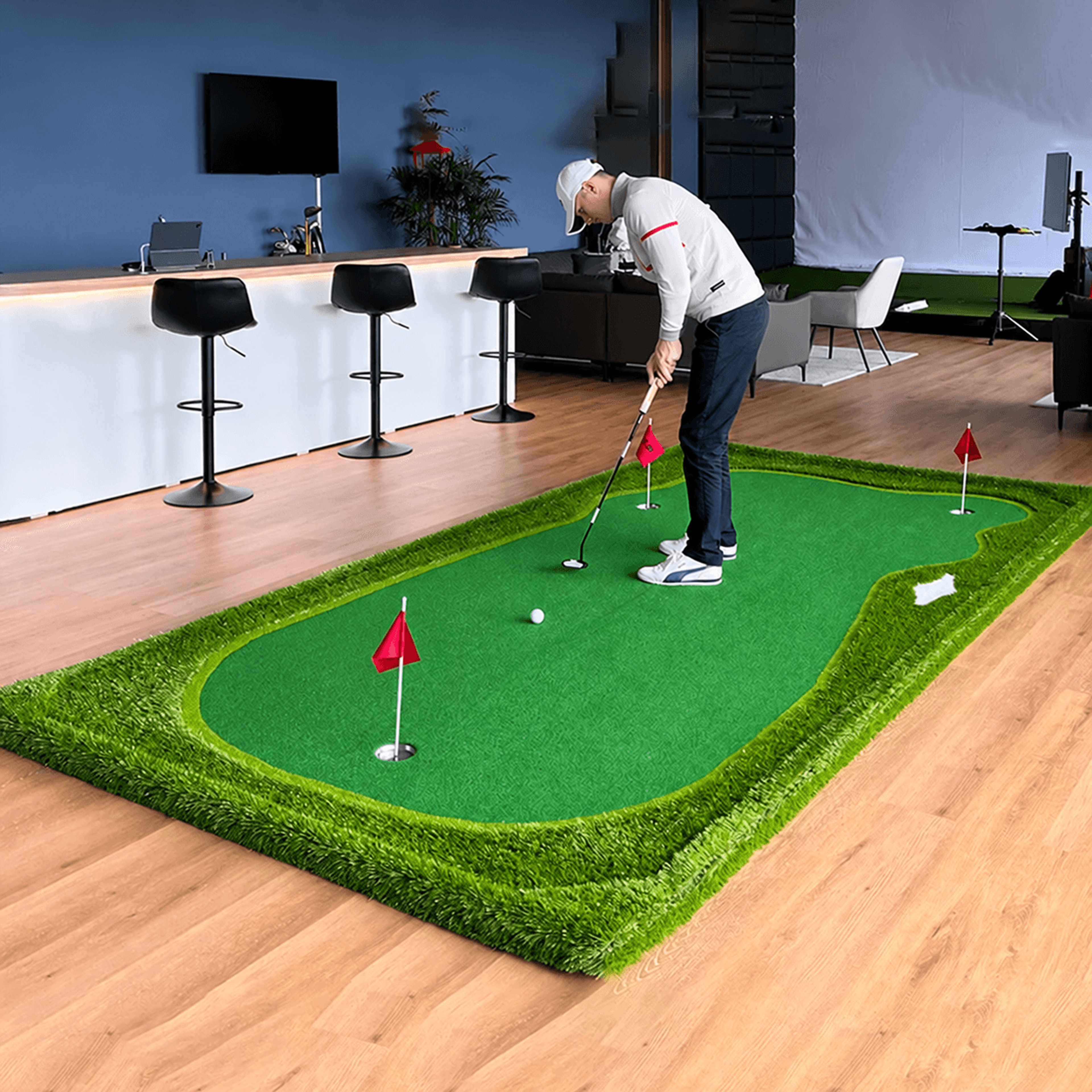 Indoor Golf Putting Green  3937 X 11811 In Practice Mat With Short  Long Turf  EVA Backing For Home 0