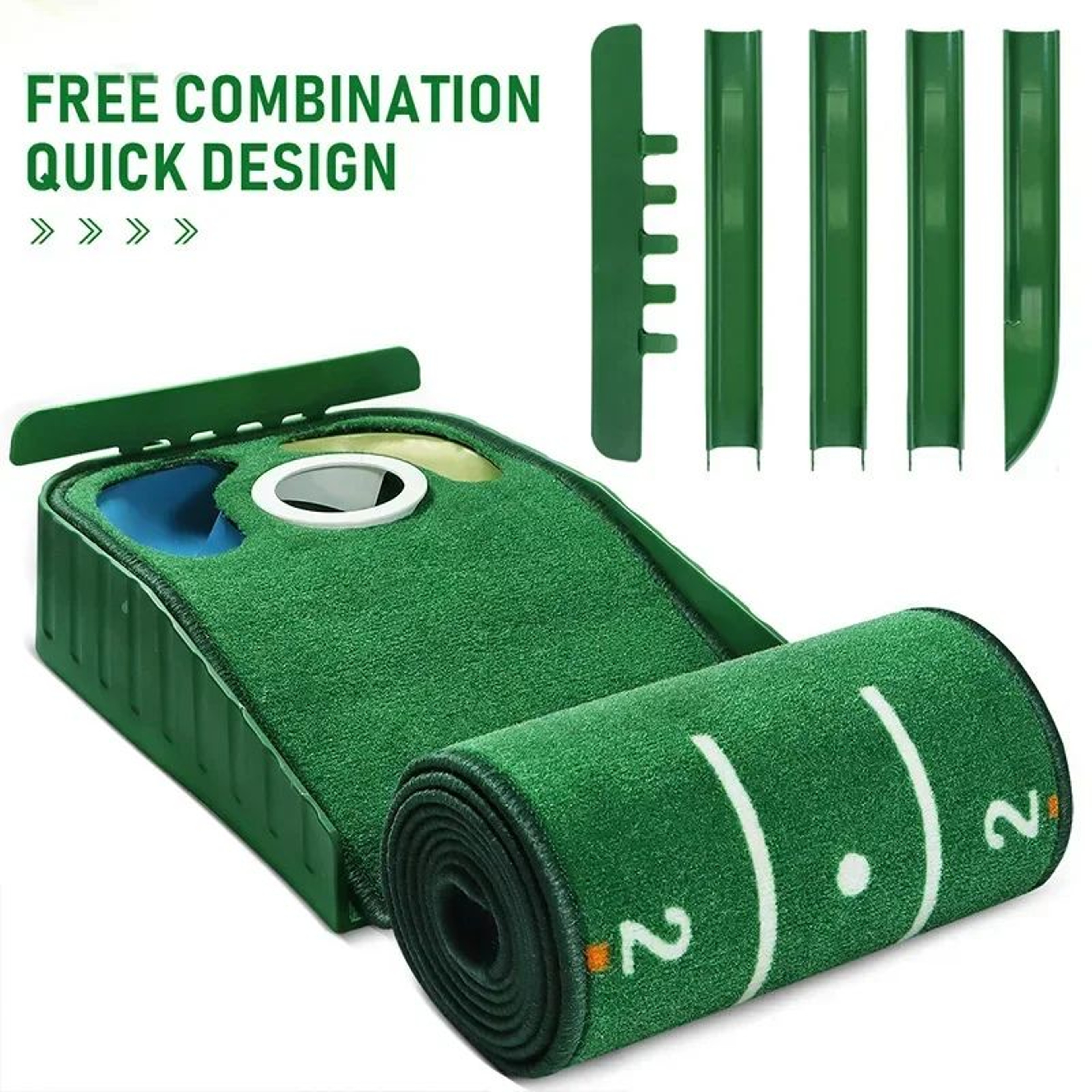 Indoor Golf Putting Mat  Detachable Putter Trainer With Automatic Ball Return  Blocking Plate For E 3