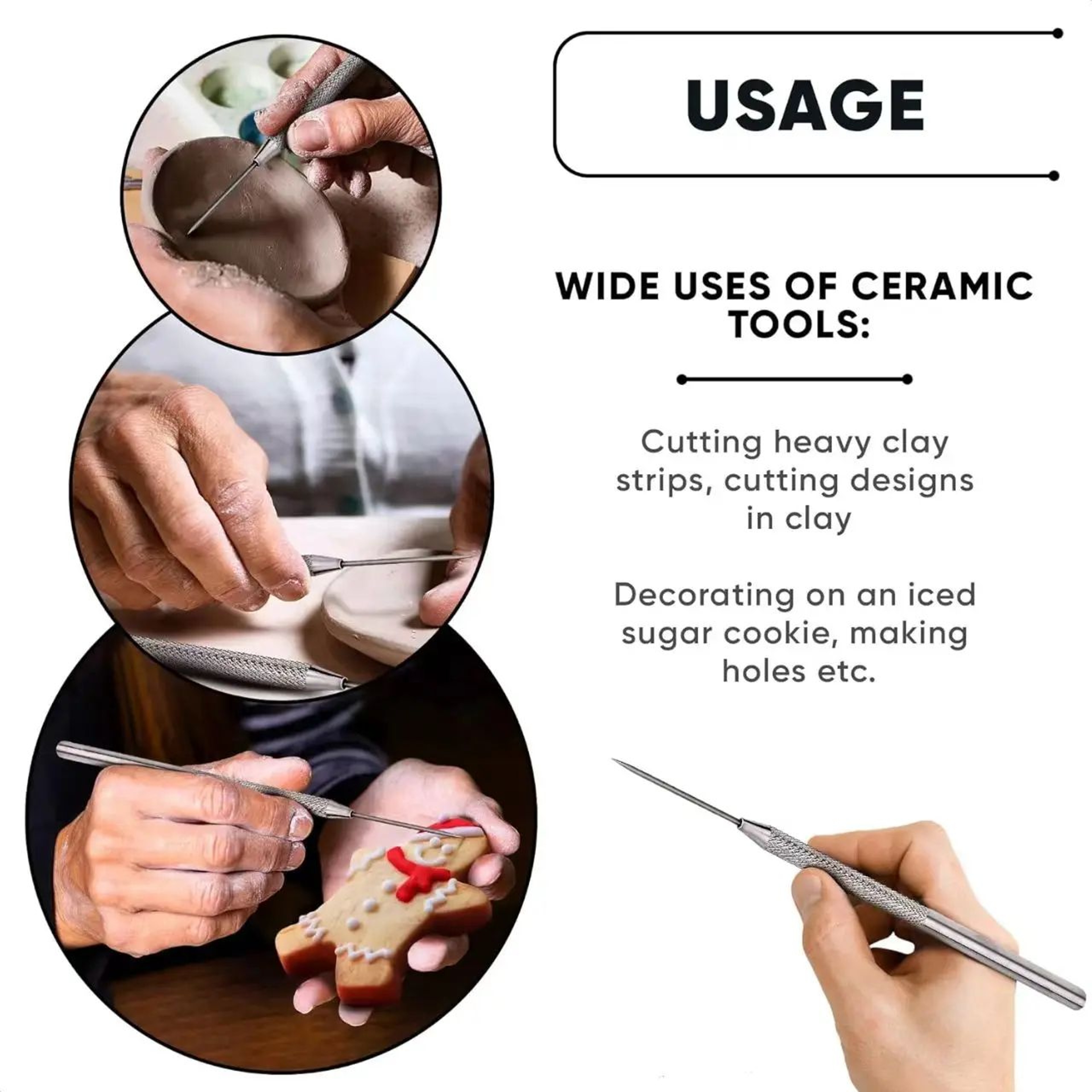 Clay Texture  Needle Tools  7Pin Pottery Brush  Fine Sculpting Accessories For Polymer Clay Ceramic 3