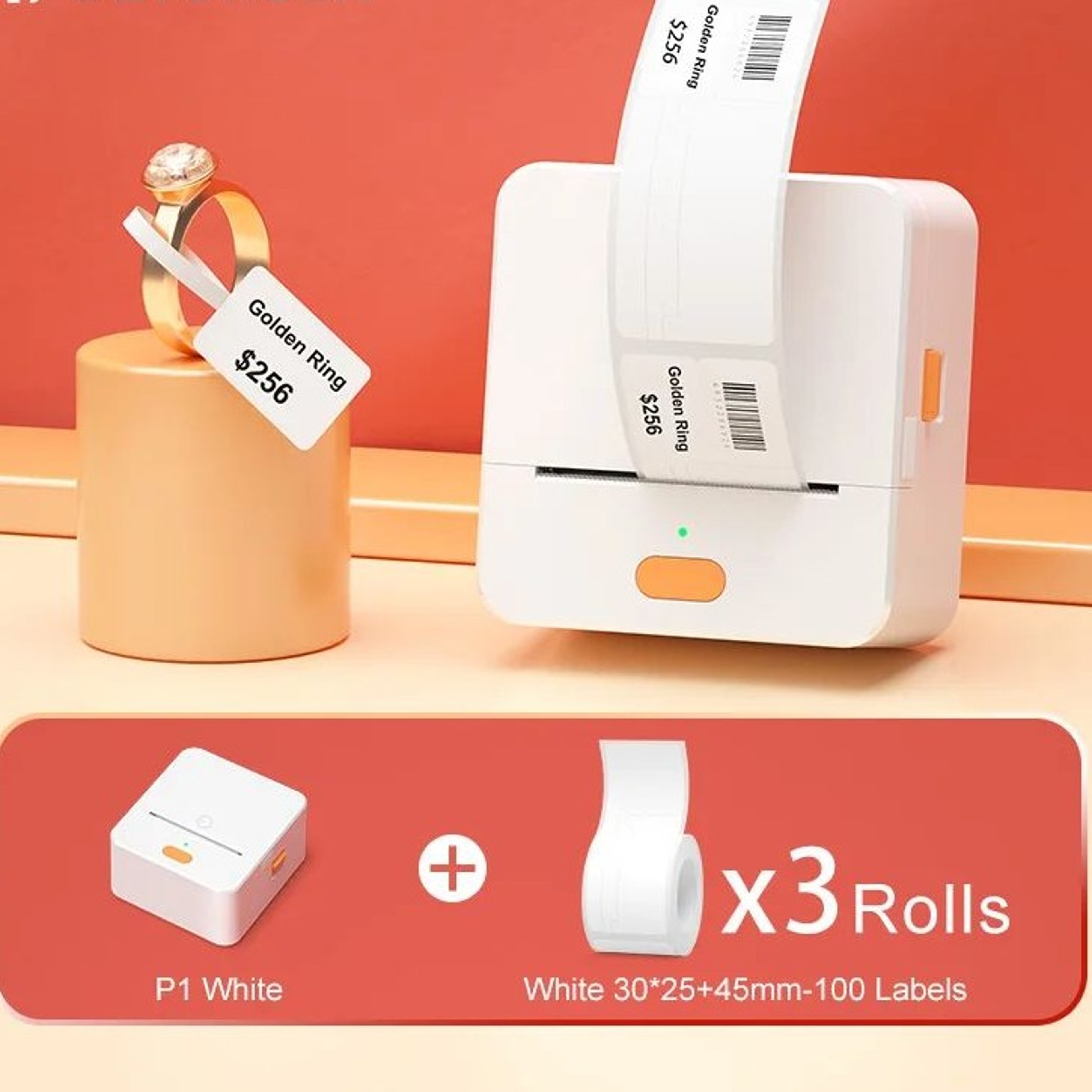 Mini Thermal Label Printer  P1 Bluetooth Inkless Label Maker For Jewelry Price Tags  Custom Black A