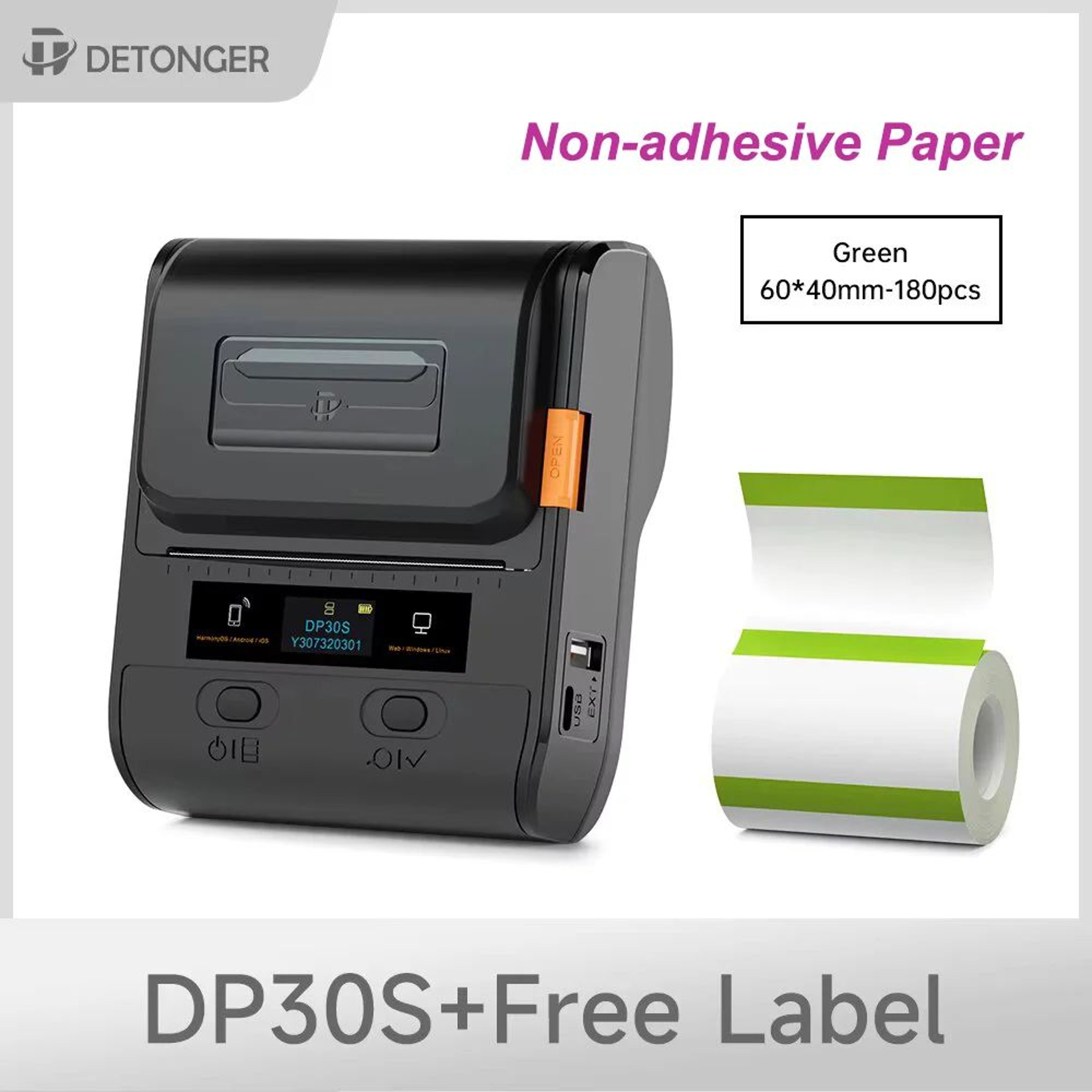 Portable Thermal Printer  DP30S Wireless Desktop Label Printer For Android IOS  Windows Business  O